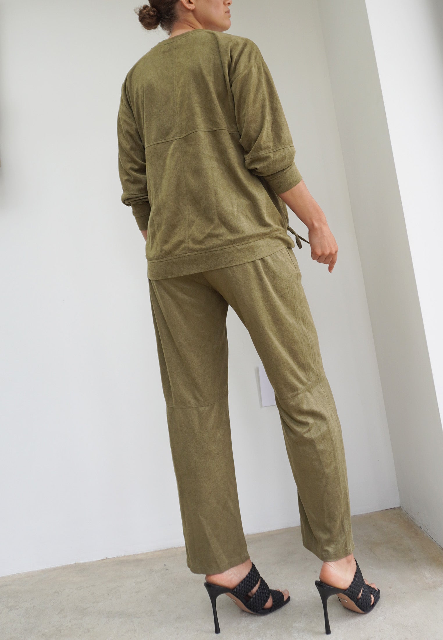 RELIGION Eon Faux Suede Moss Grey Trousers