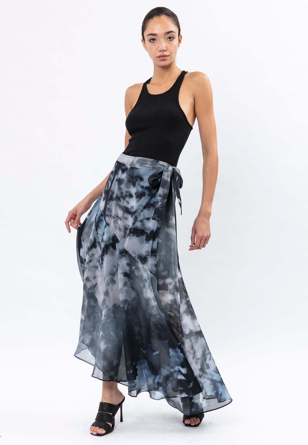 SPINEL SKIRT SHADOW PRINT BLACK & TWILIGHT BLUE