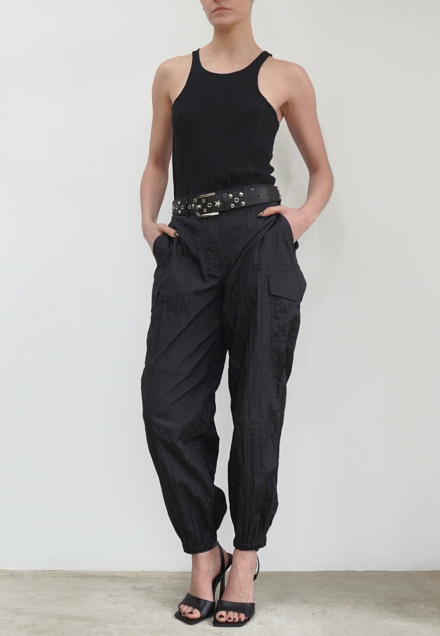 DISTANCE BLACK CARGO TROUSERS