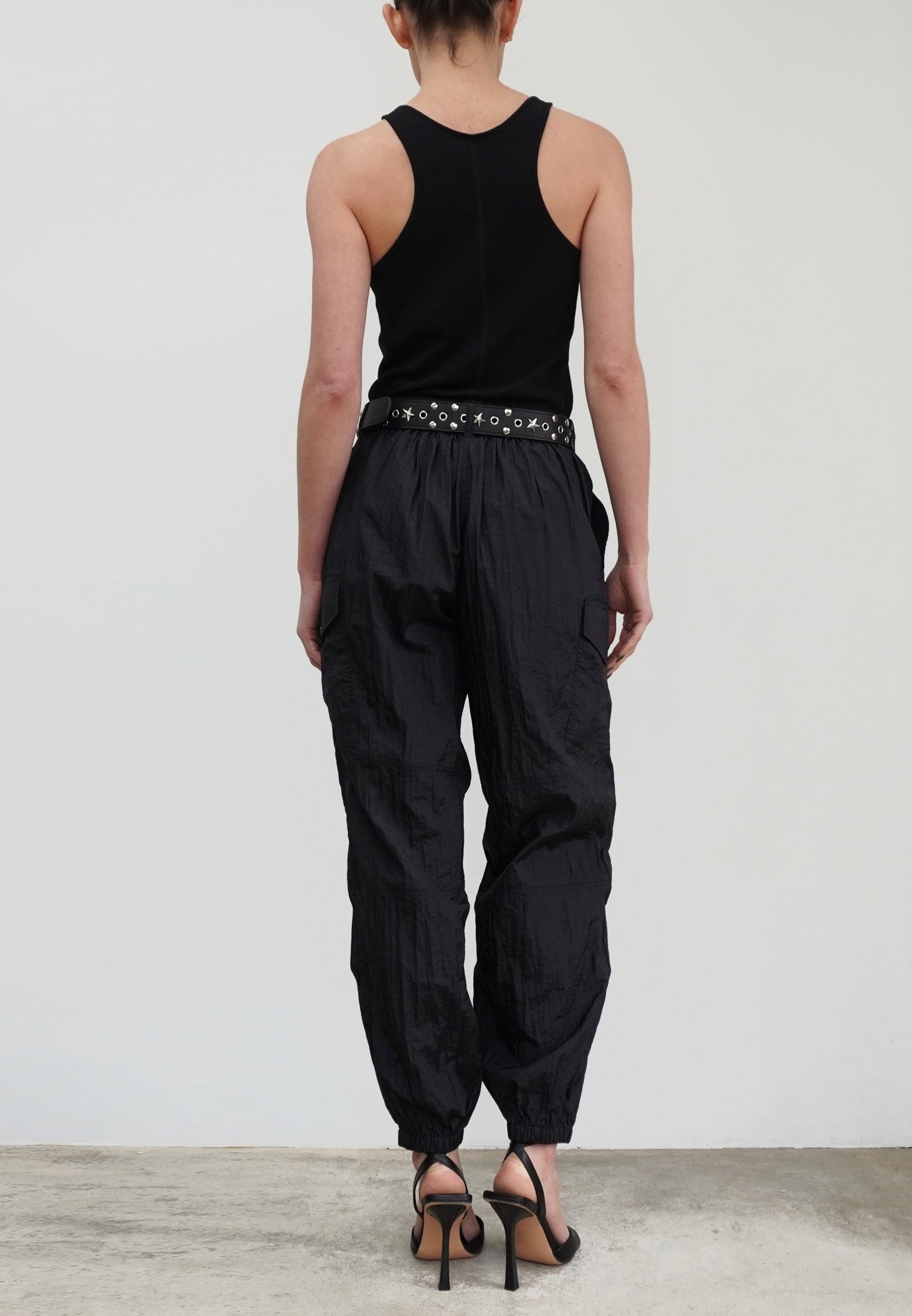 DISTANCE BLACK CARGO TROUSERS