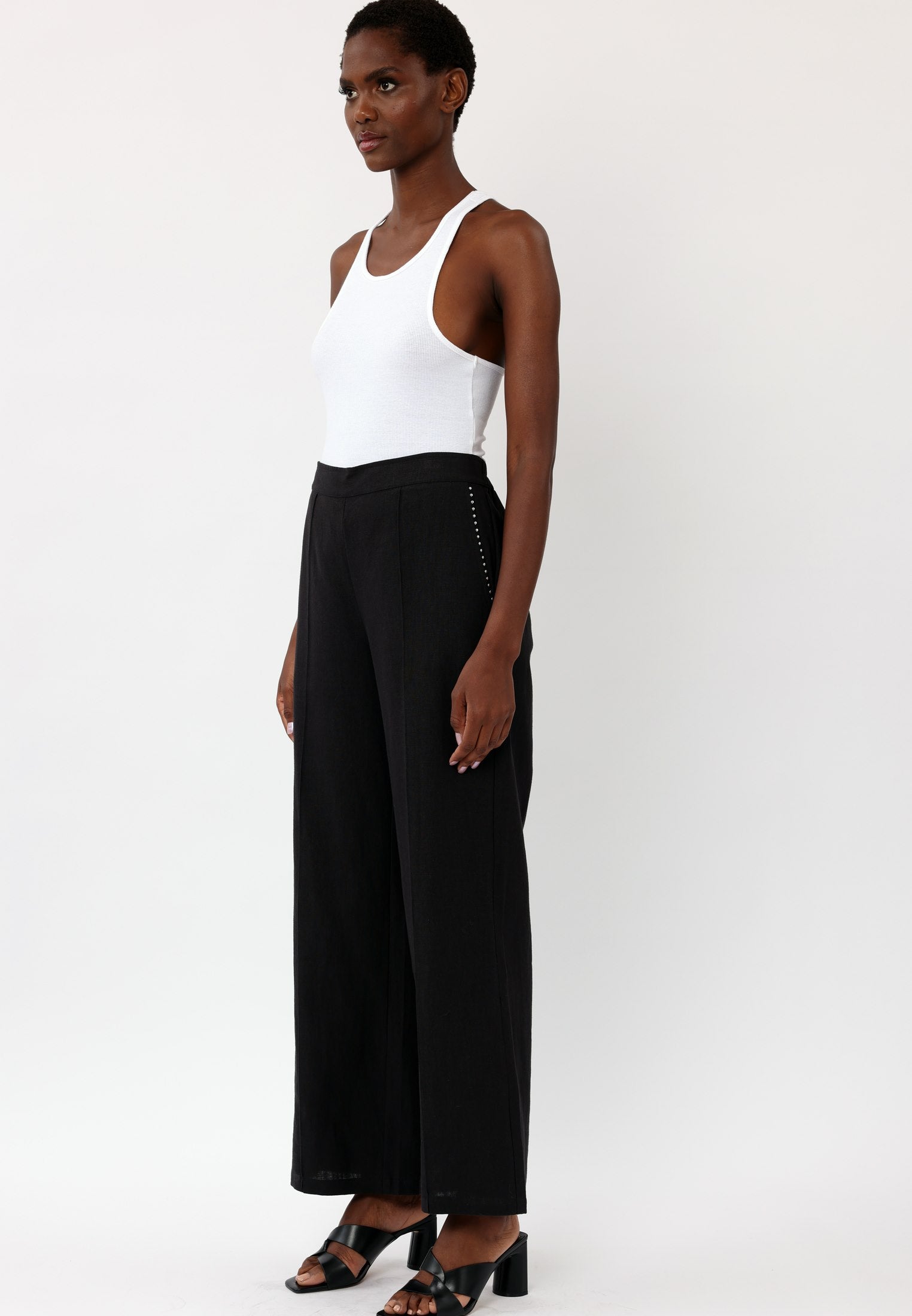 OUTLINE BLACK WIDE LEG TROUSERS