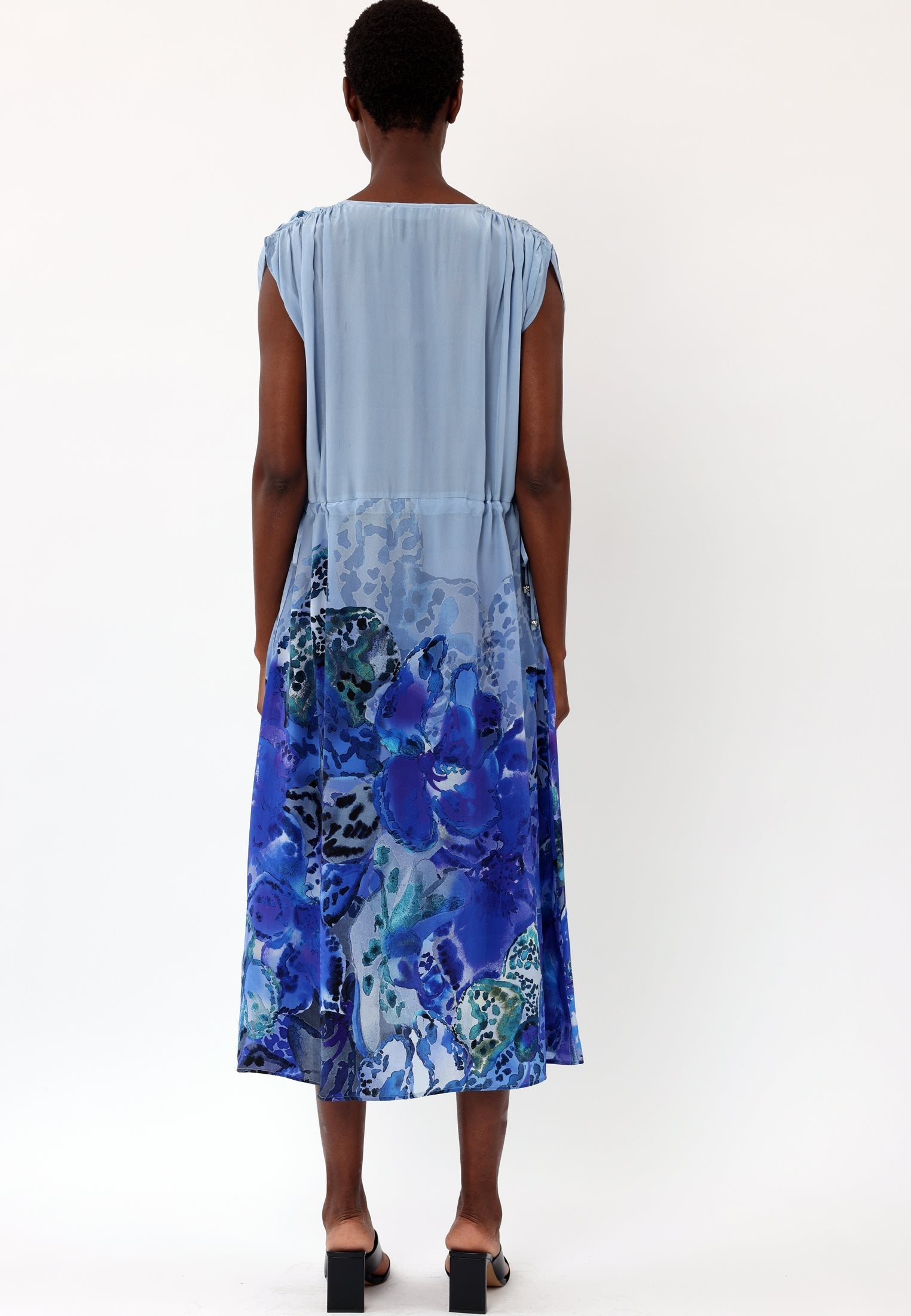 FRAME MAXI DRESS PERIPHERY BLUE