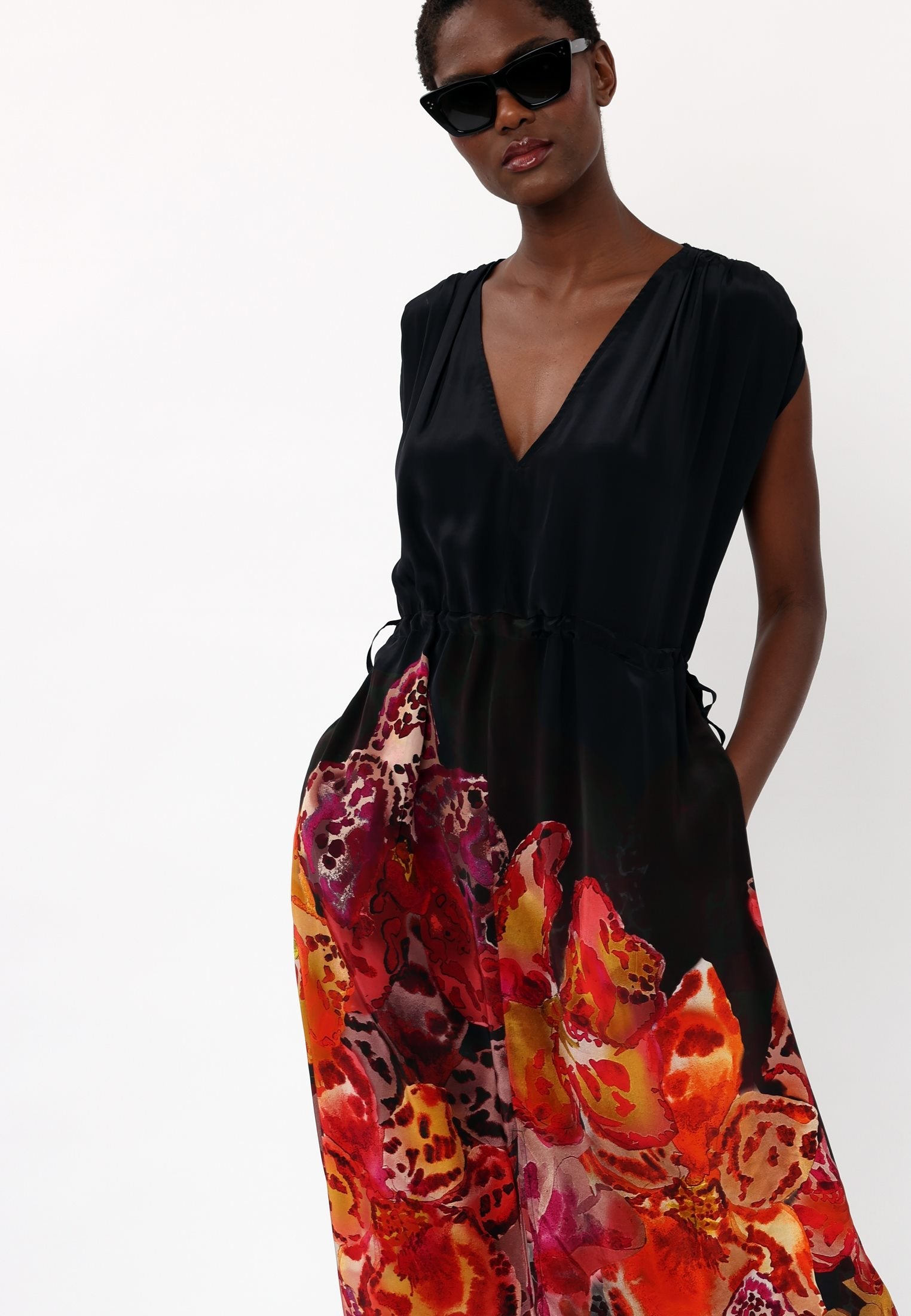 FRAME MAXI DRESS PERIPHERY BLACK