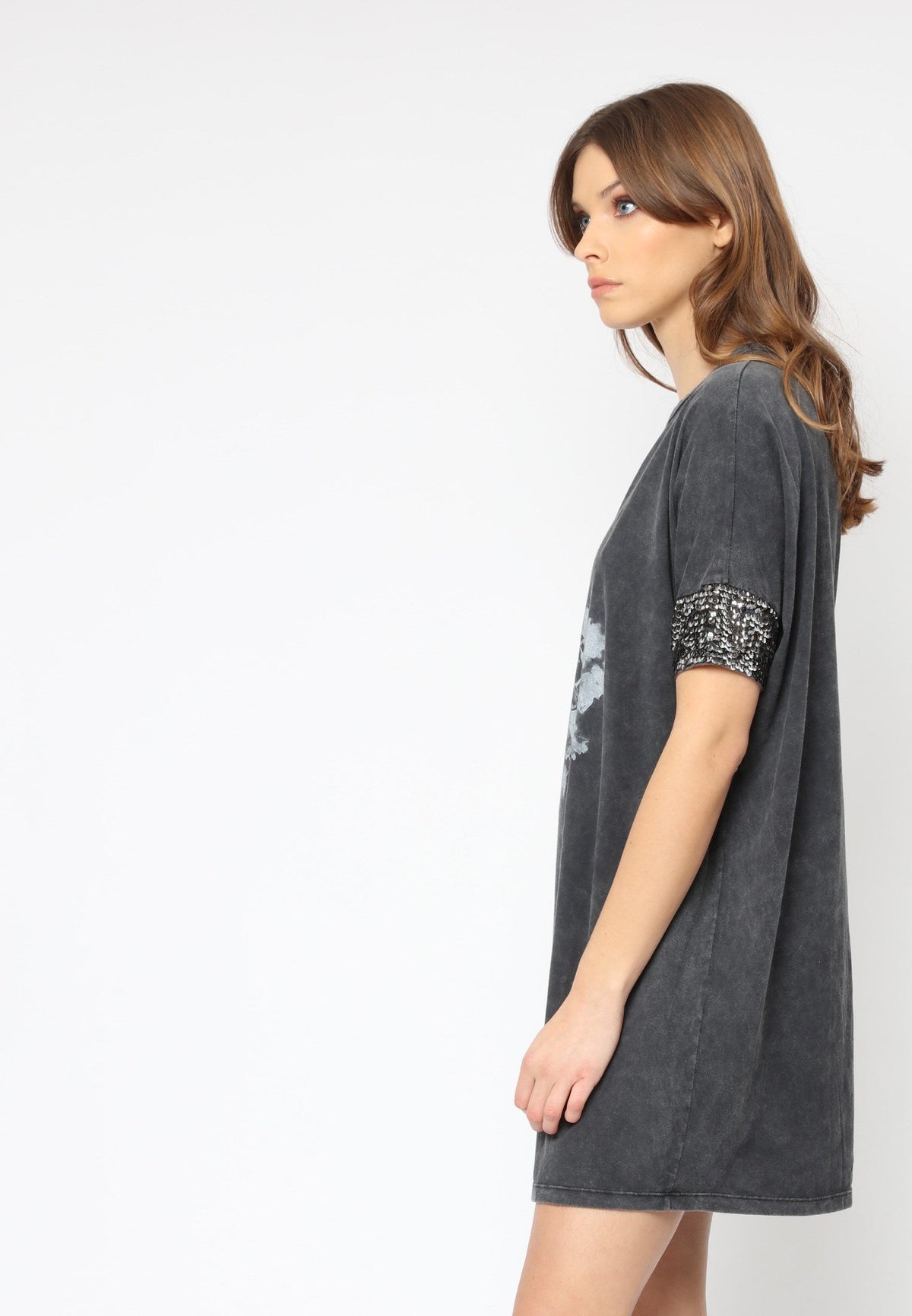 HEART DRESS WASHED BLACK
