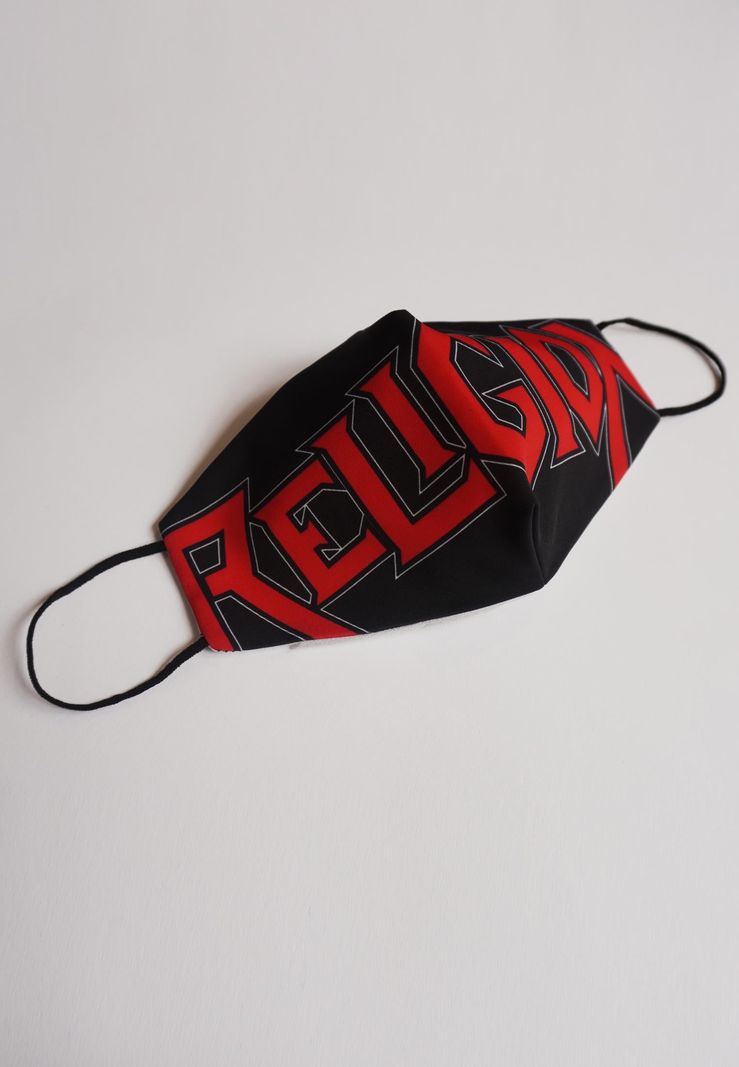 RELIGION Face Mask Black & Red Print