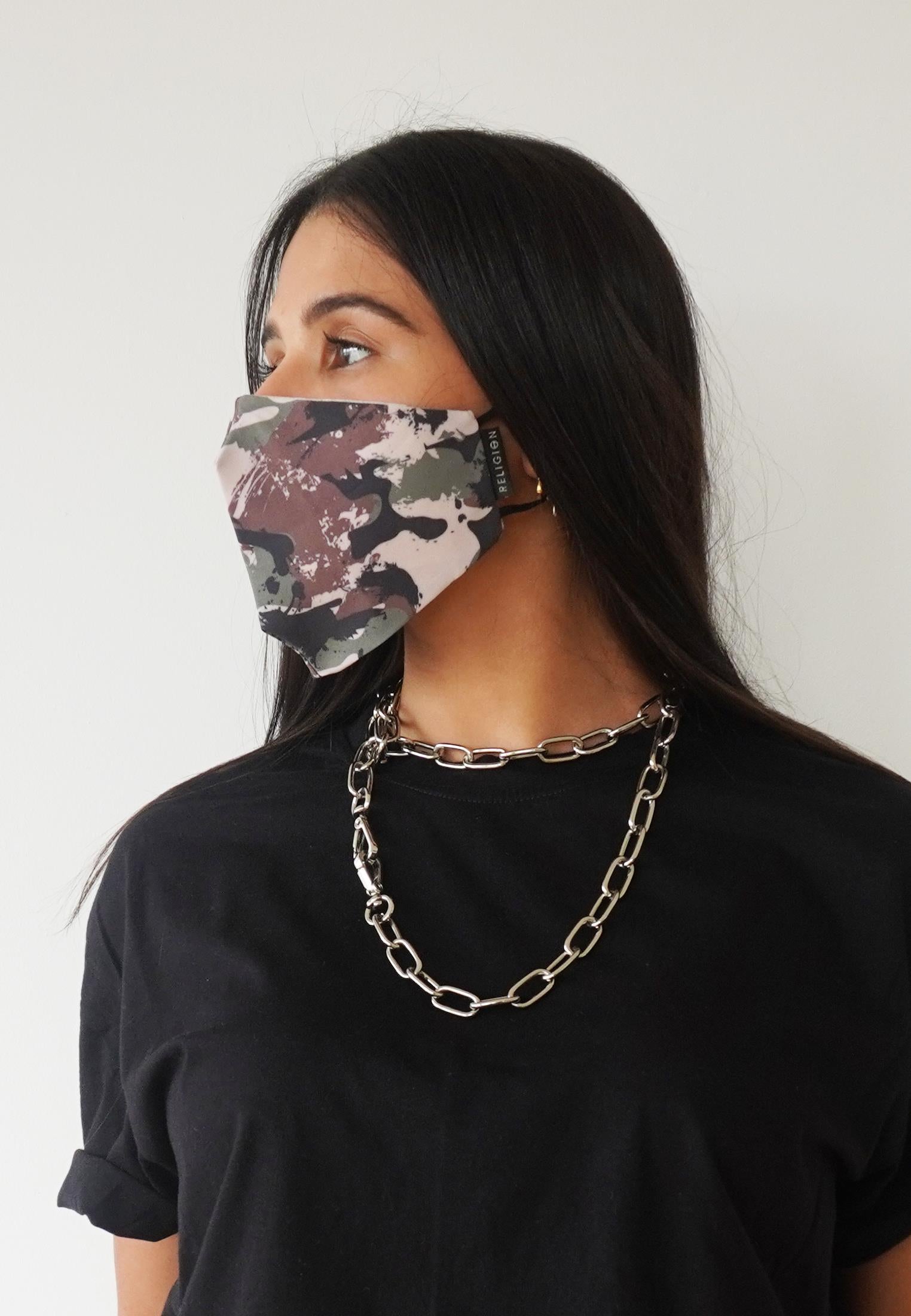 RELIGION Face Mask Camo Print