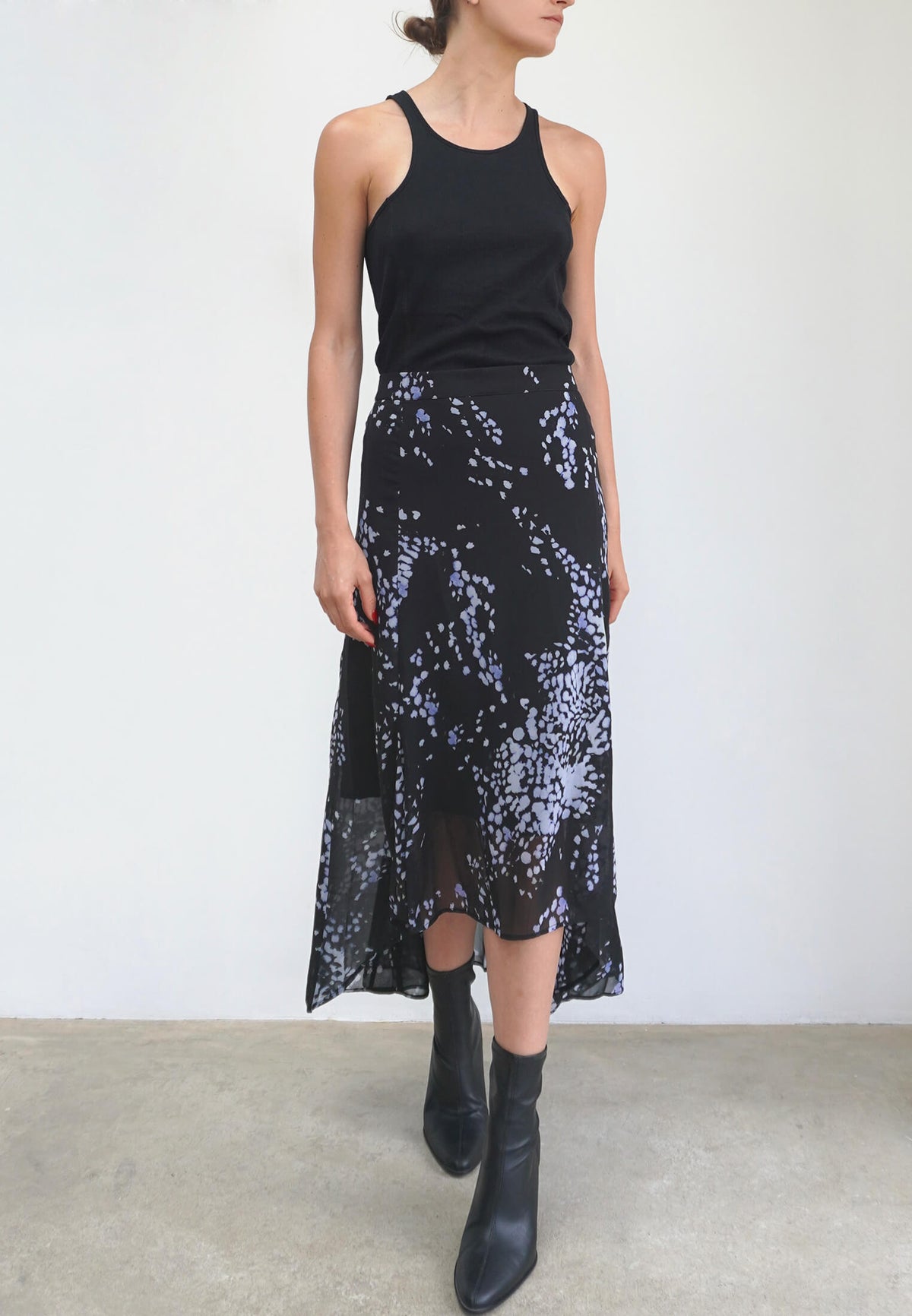 GALLANT ASYMETRIC HIGH LOW SKIRT IN BLUE PRINT