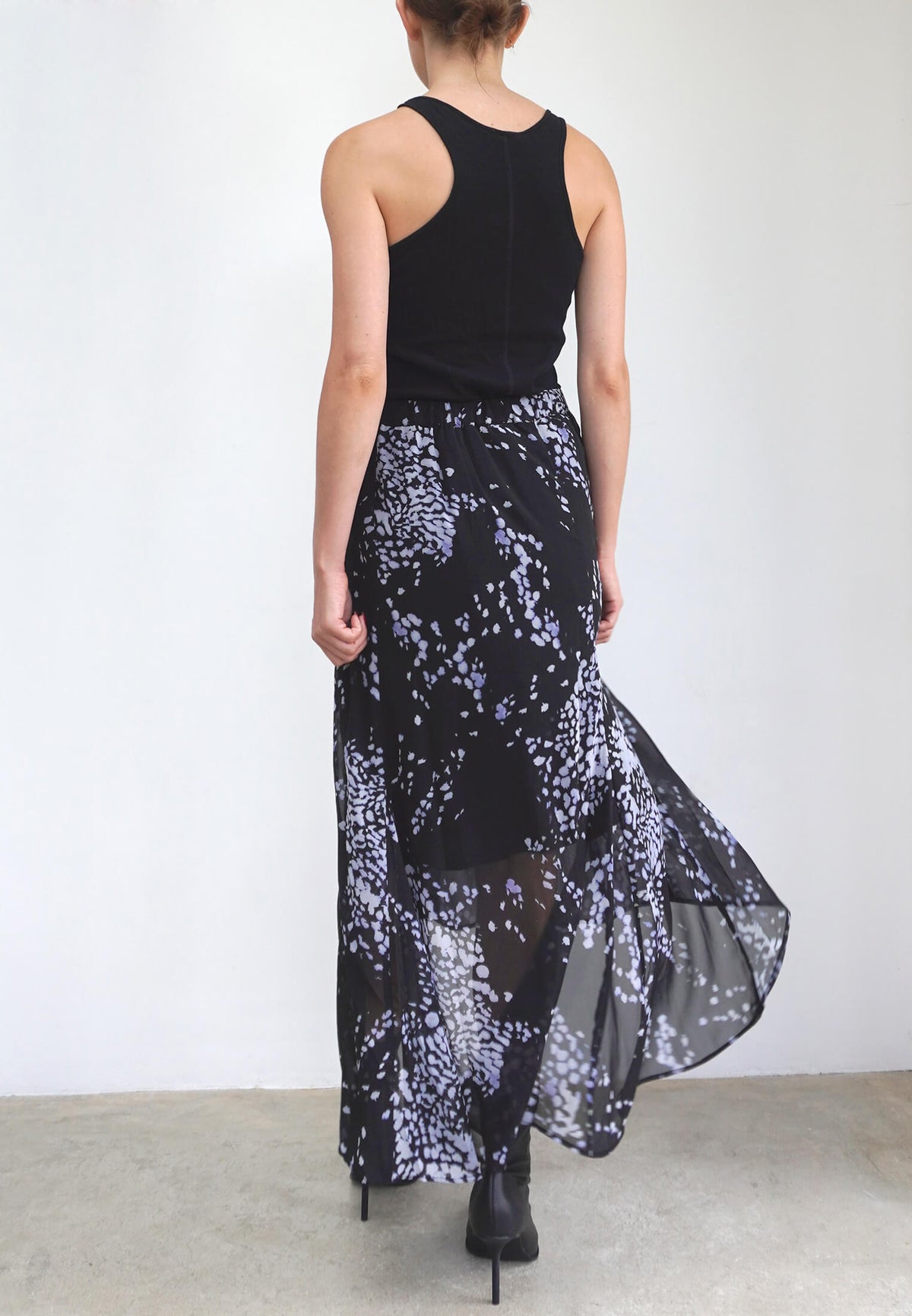 GALLANT ASYMETRIC HIGH LOW SKIRT IN BLUE PRINT