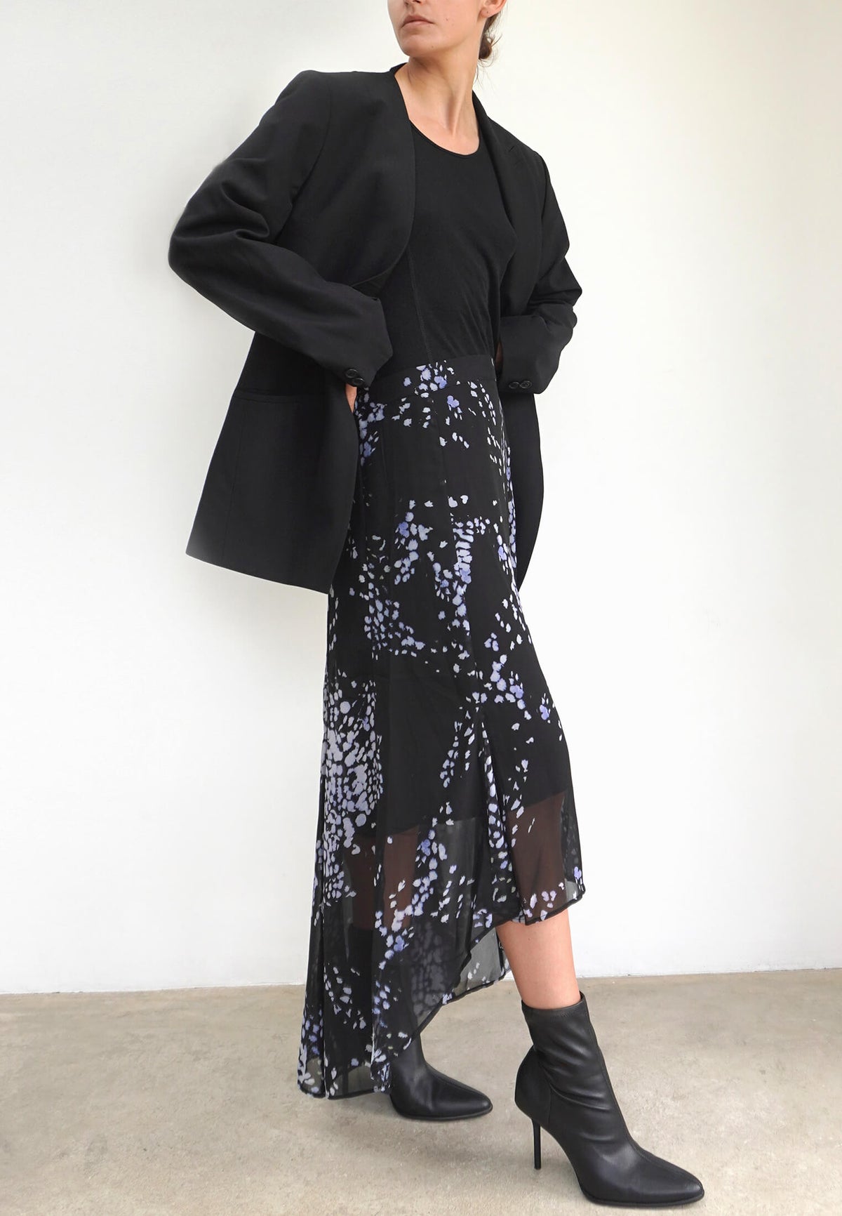 GALLANT ASYMETRIC HIGH LOW SKIRT IN BLUE PRINT
