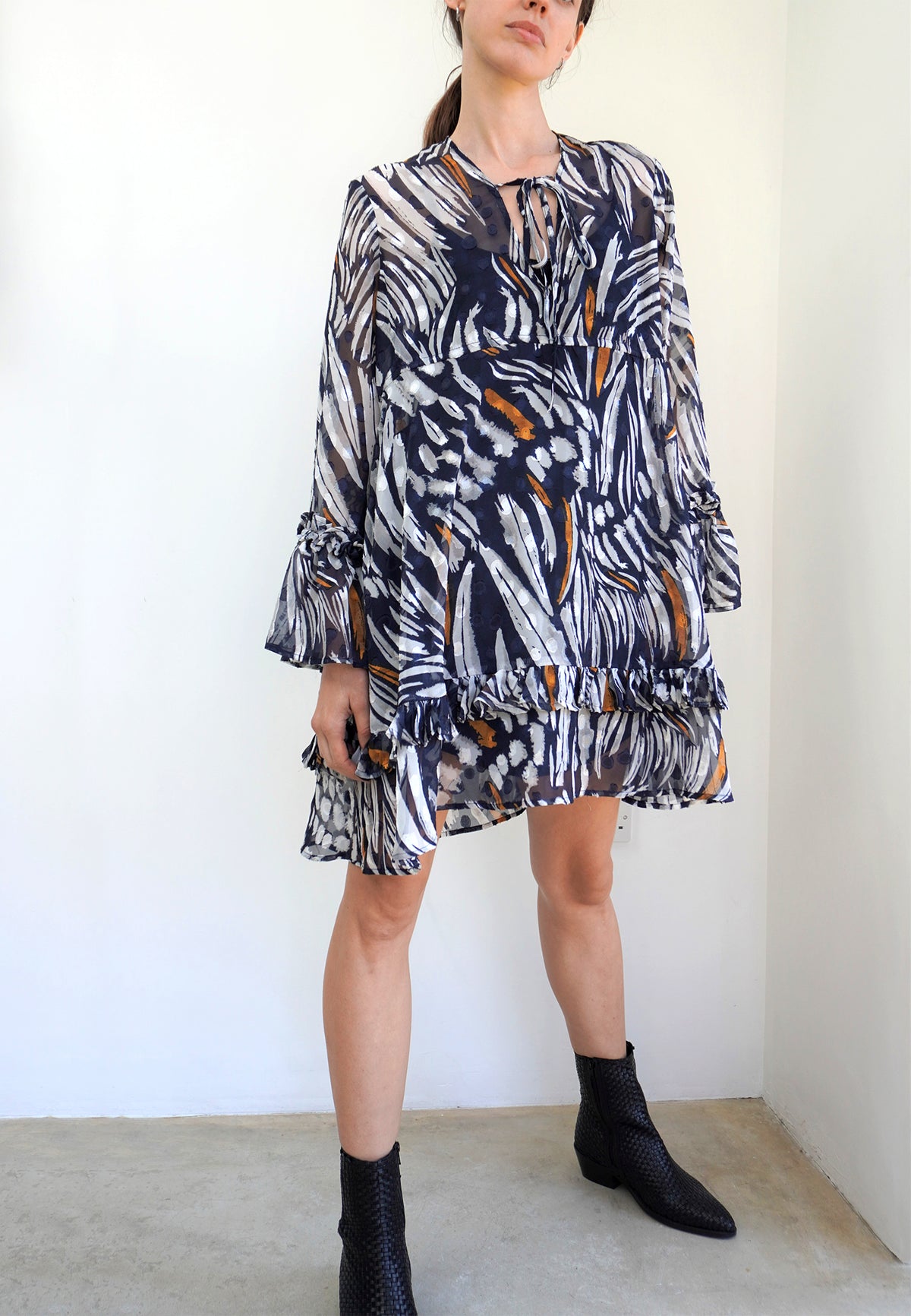 RELIGION Neptune Fluted Sleeve Tunic