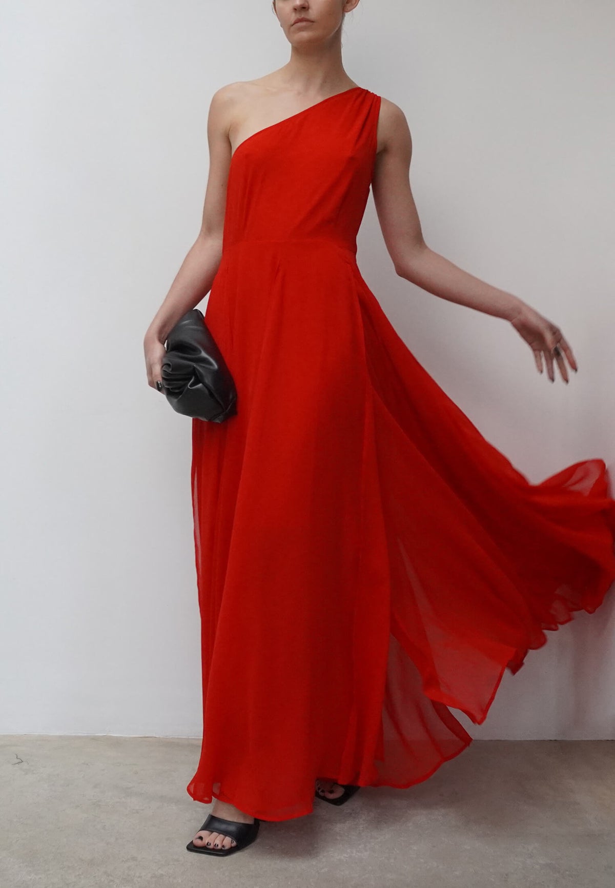 SELECT ONE SHOULDER DRESS RED