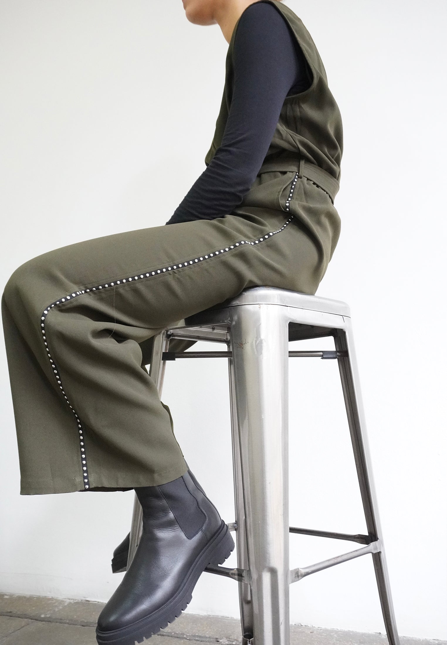 RELIGION Interstellar V-Neck Khaki Jumpsuit