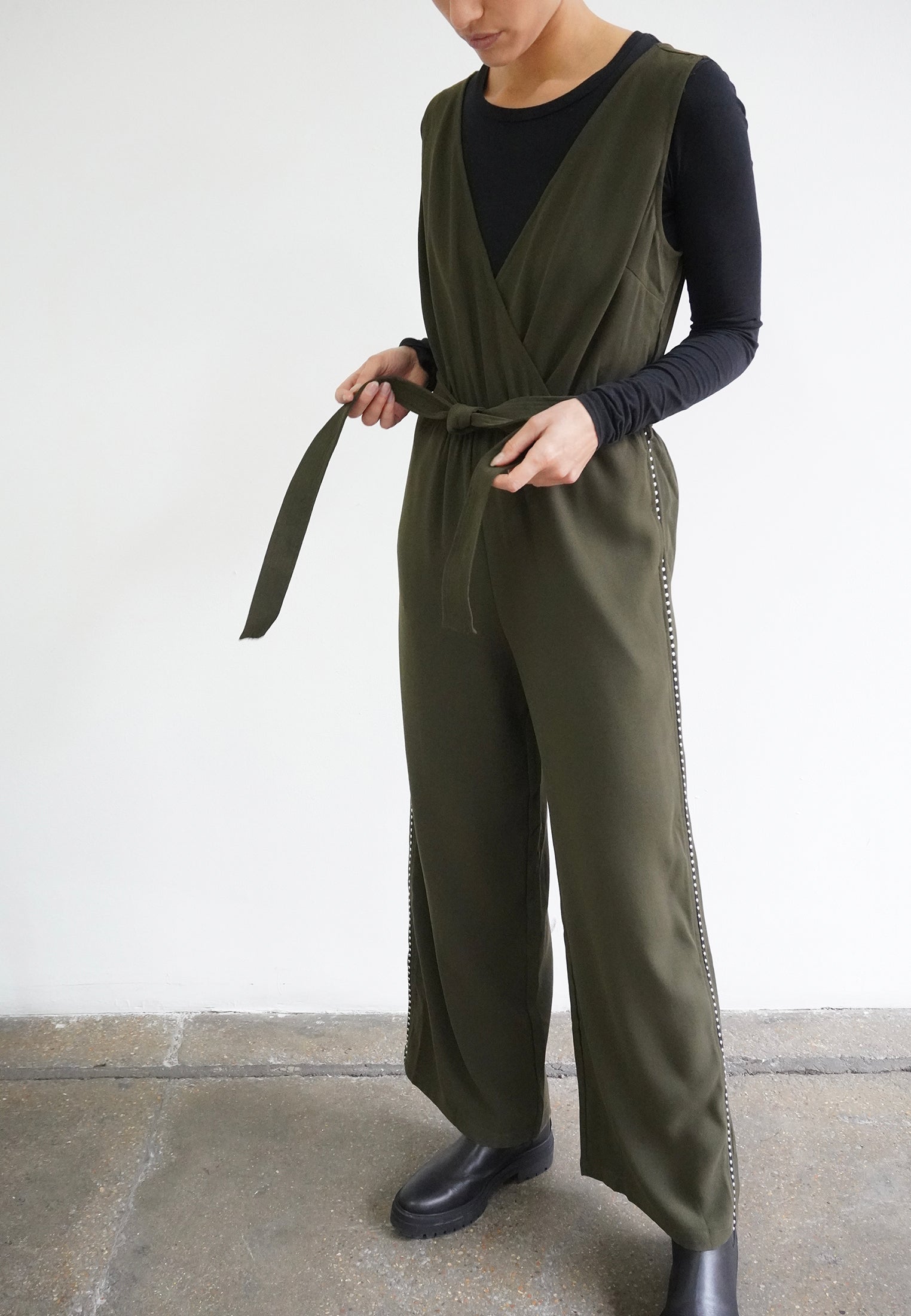 RELIGION Interstellar V-Neck Khaki Jumpsuit