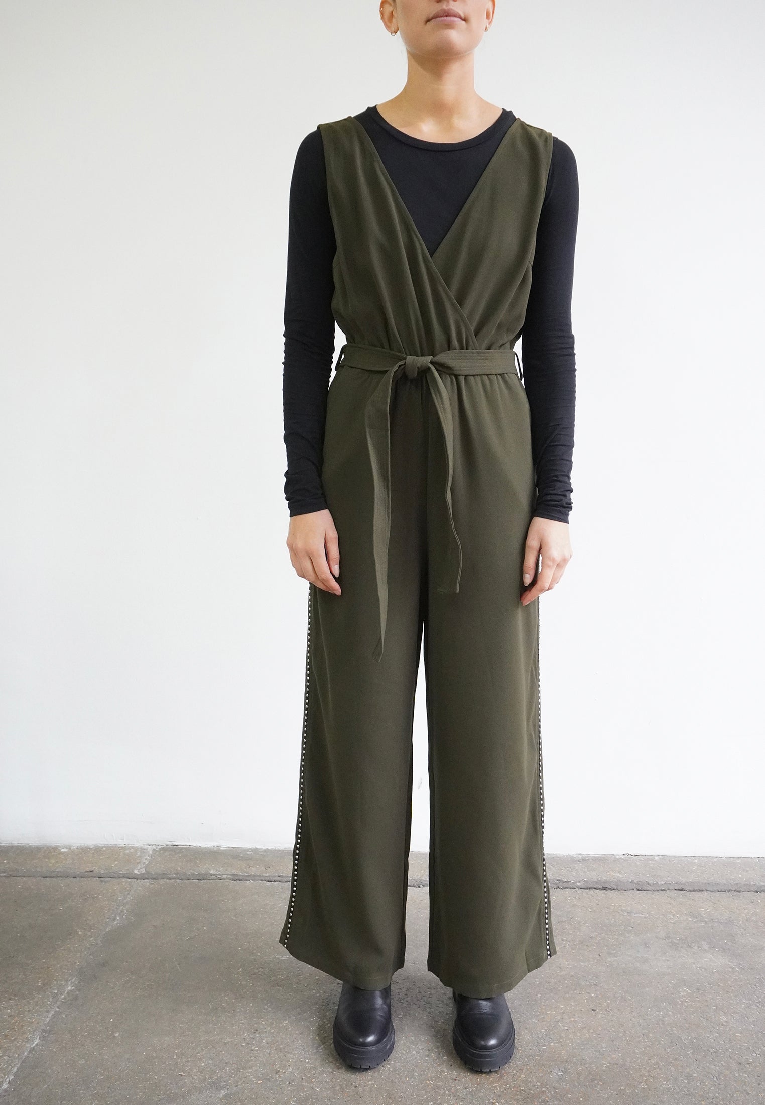 RELIGION Interstellar V-Neck Khaki Jumpsuit