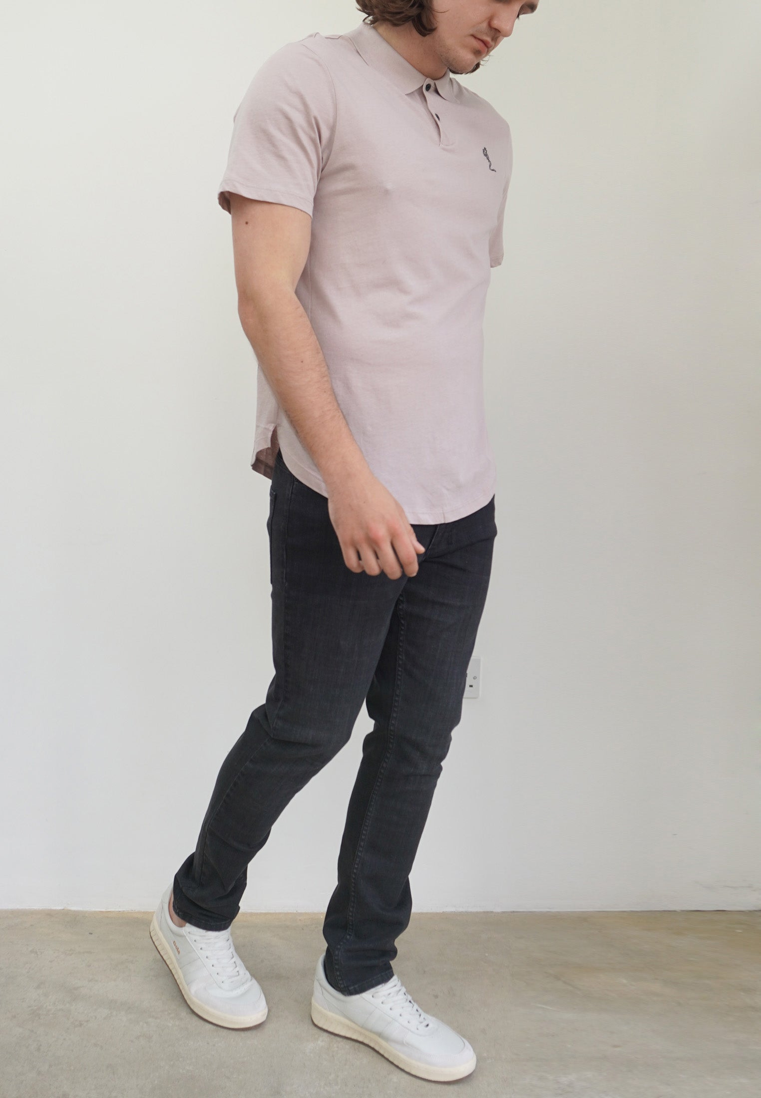 CURVED HEM POLO ASHES OF ROSES