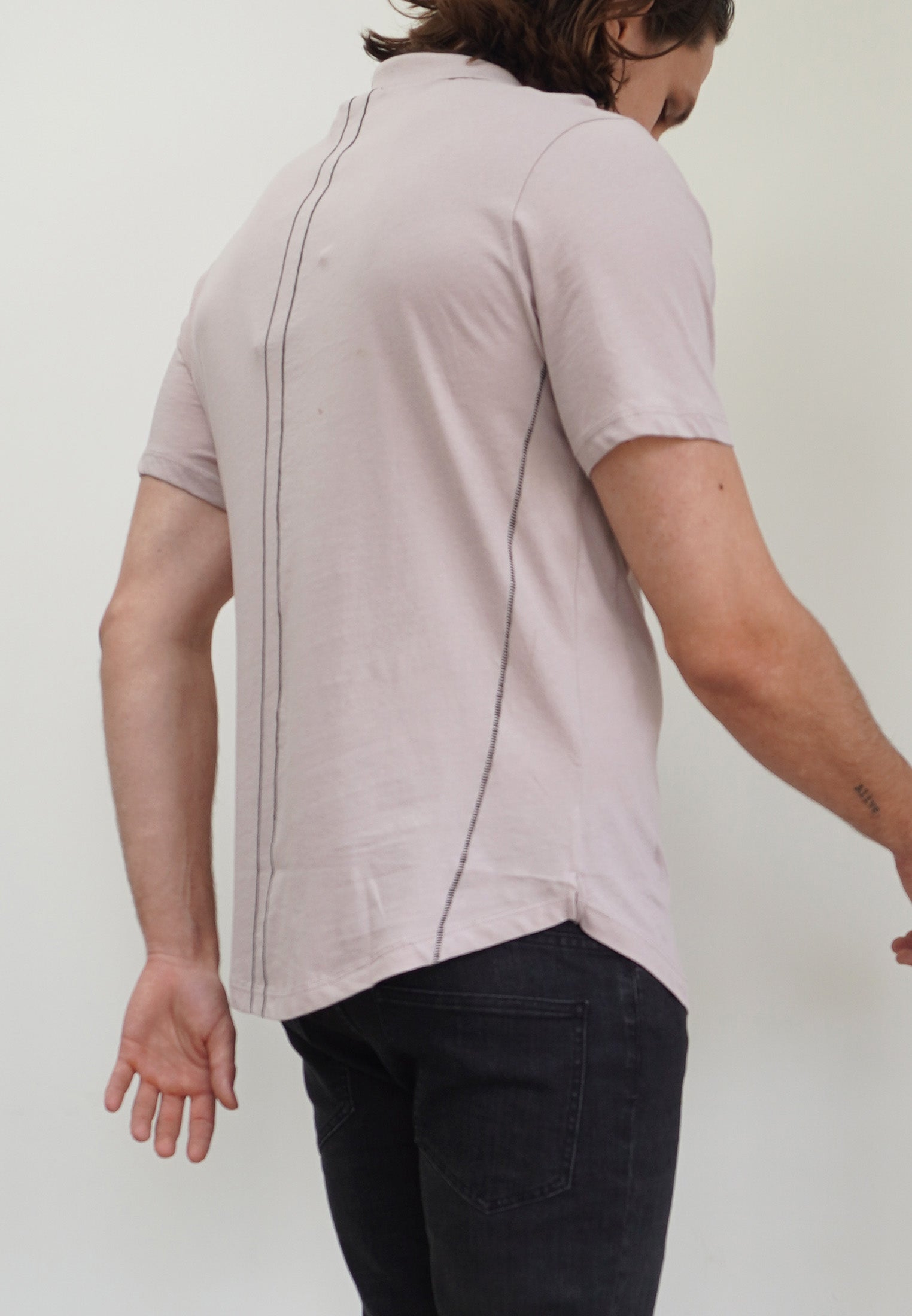 CURVED HEM POLO ASHES OF ROSES
