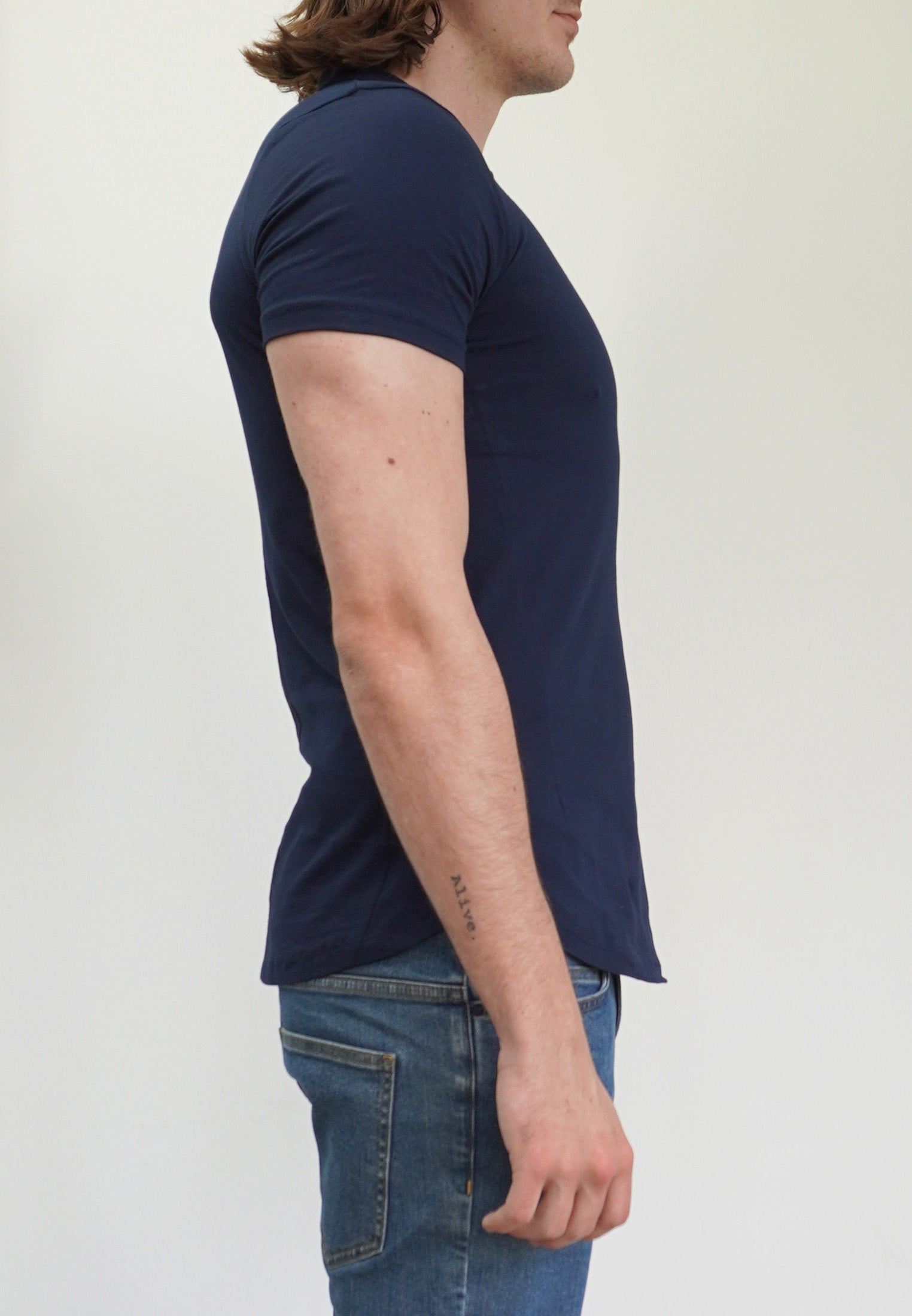 ESSENTIAL CURVED HEM NAVY POLO SHIRT