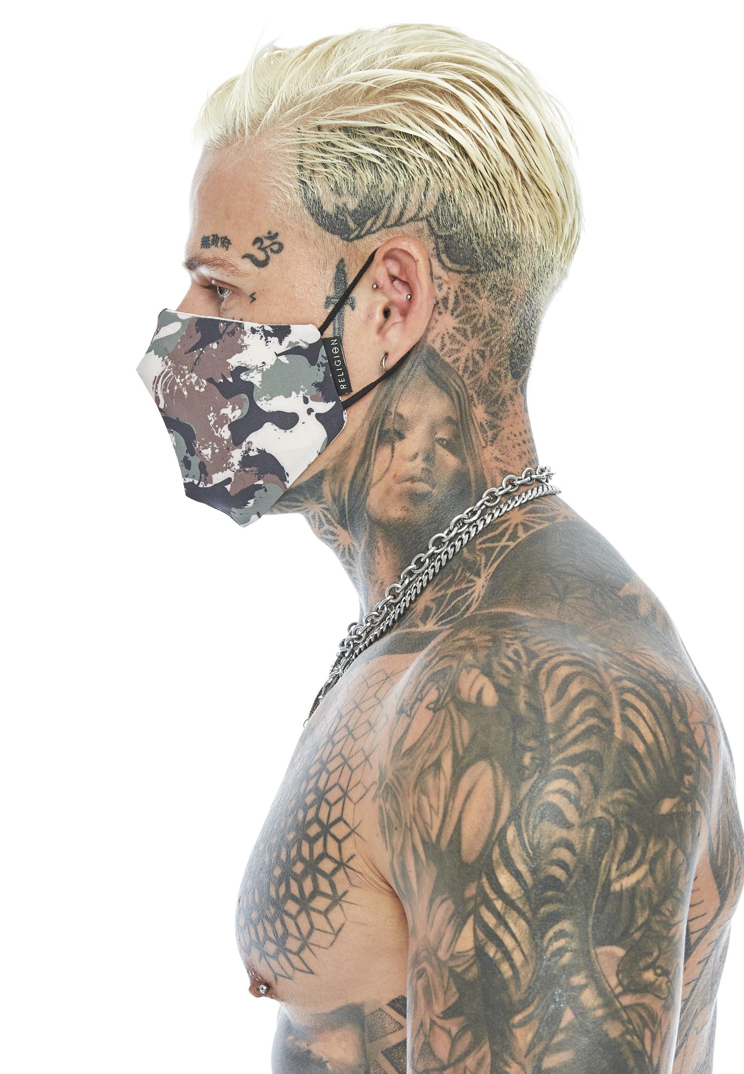 RELIGION Face Mask Camo Print