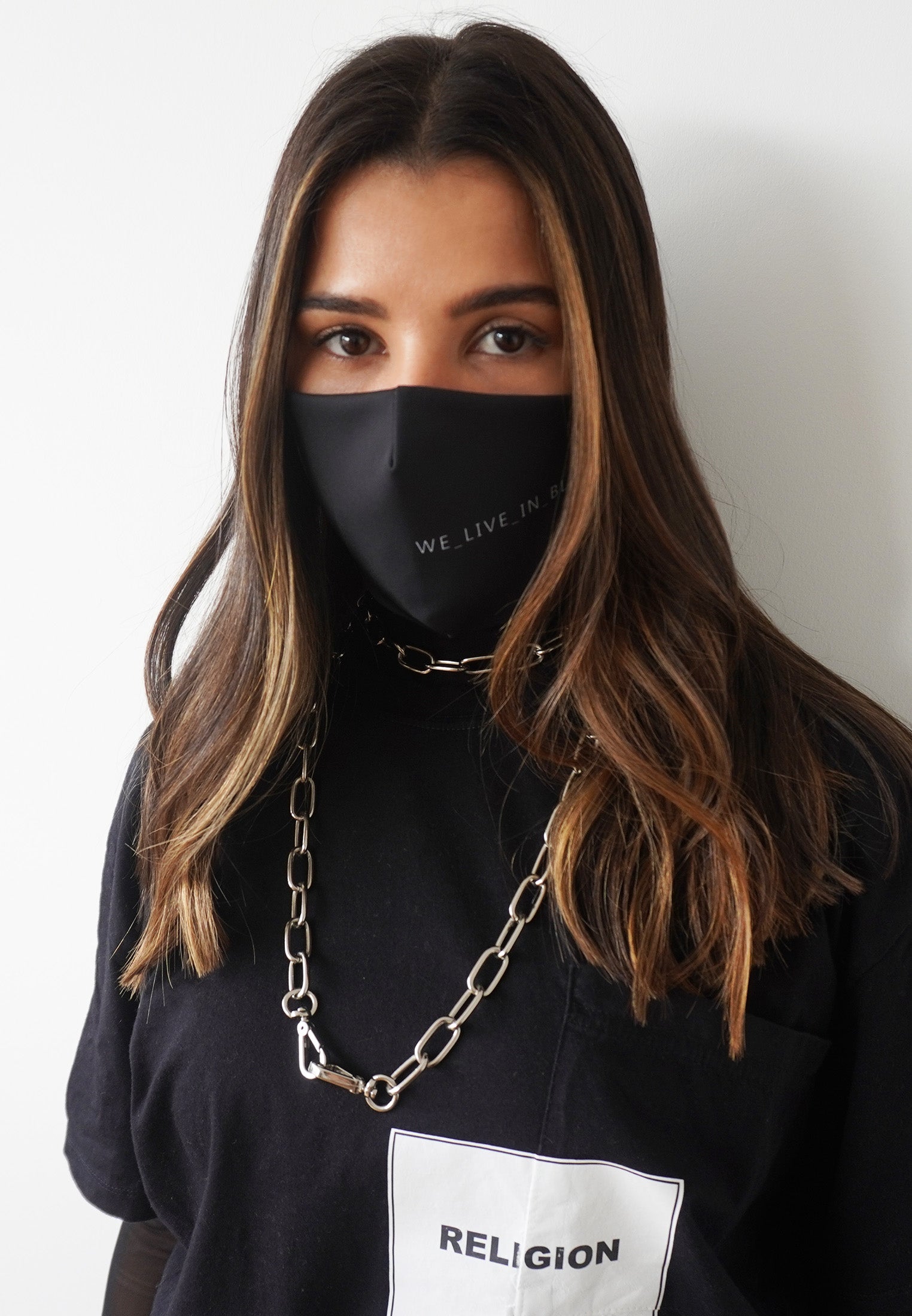 RELIGION Face Mask We Live In Black