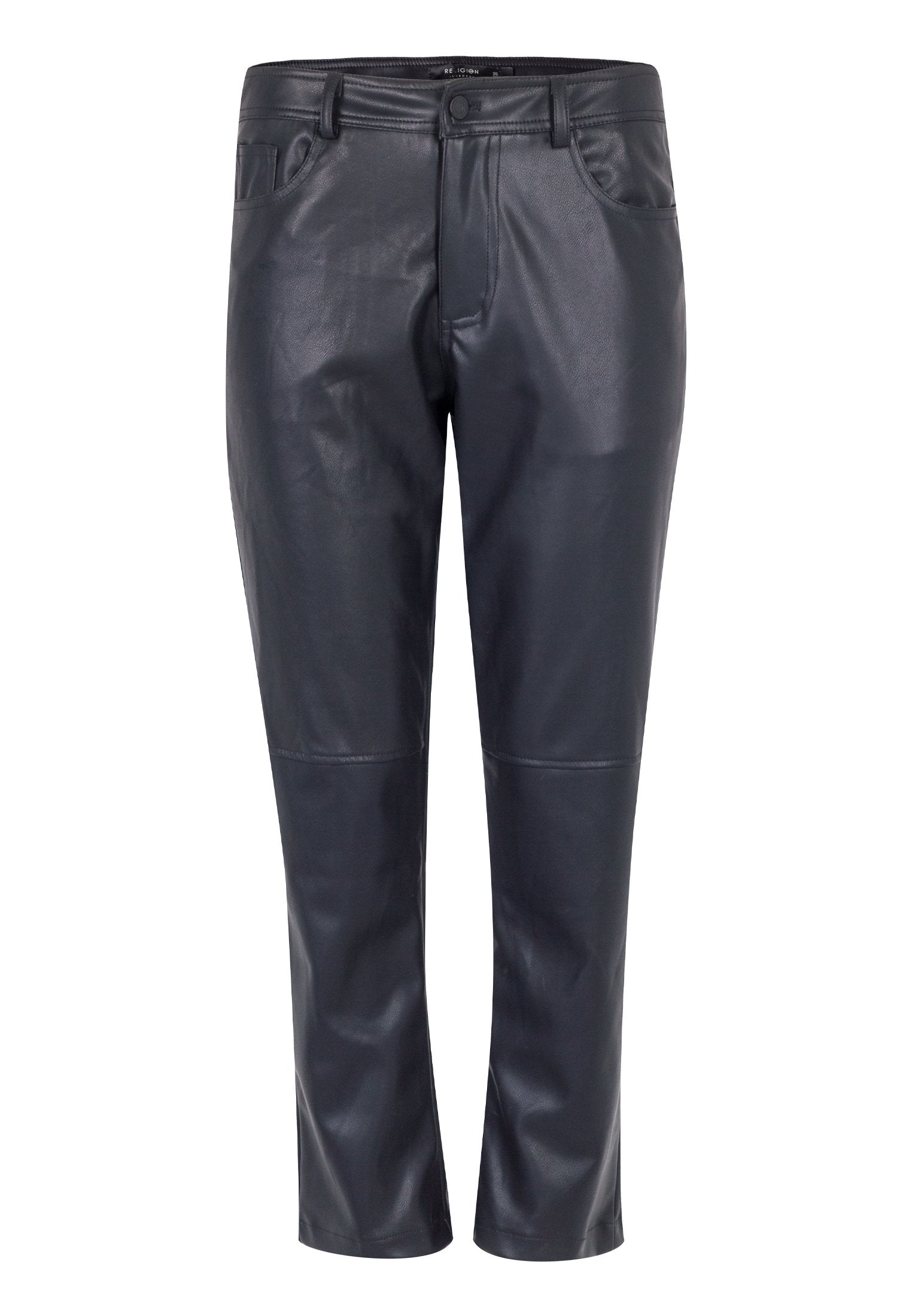 RELIGION Faux Leather Proteus Trousers Jet Black