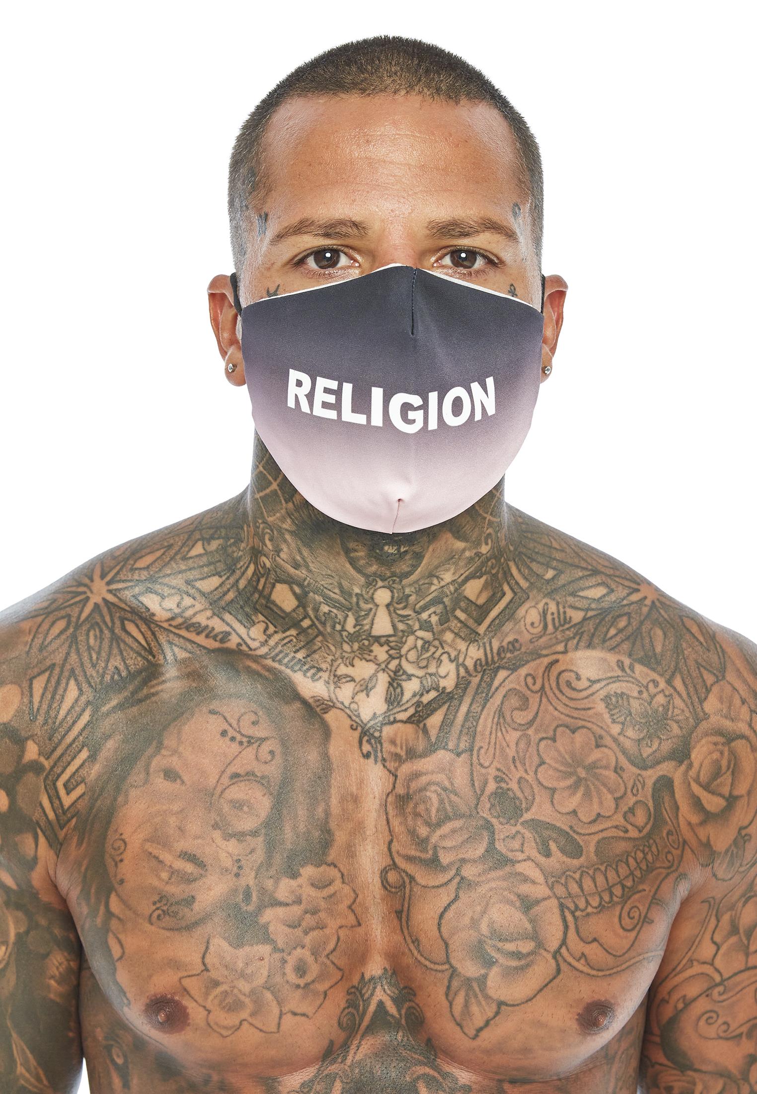 RELIGION Face Mask Gradient Pink Print