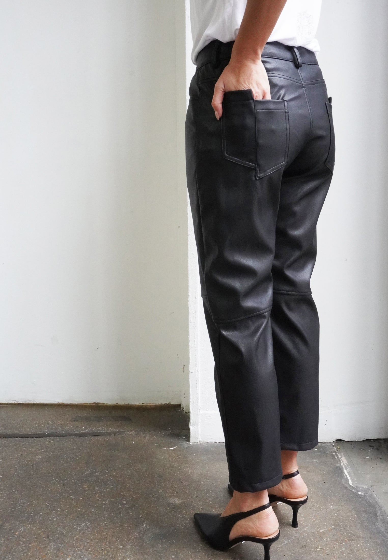 RELIGION Faux Leather Proteus Trousers Jet Black