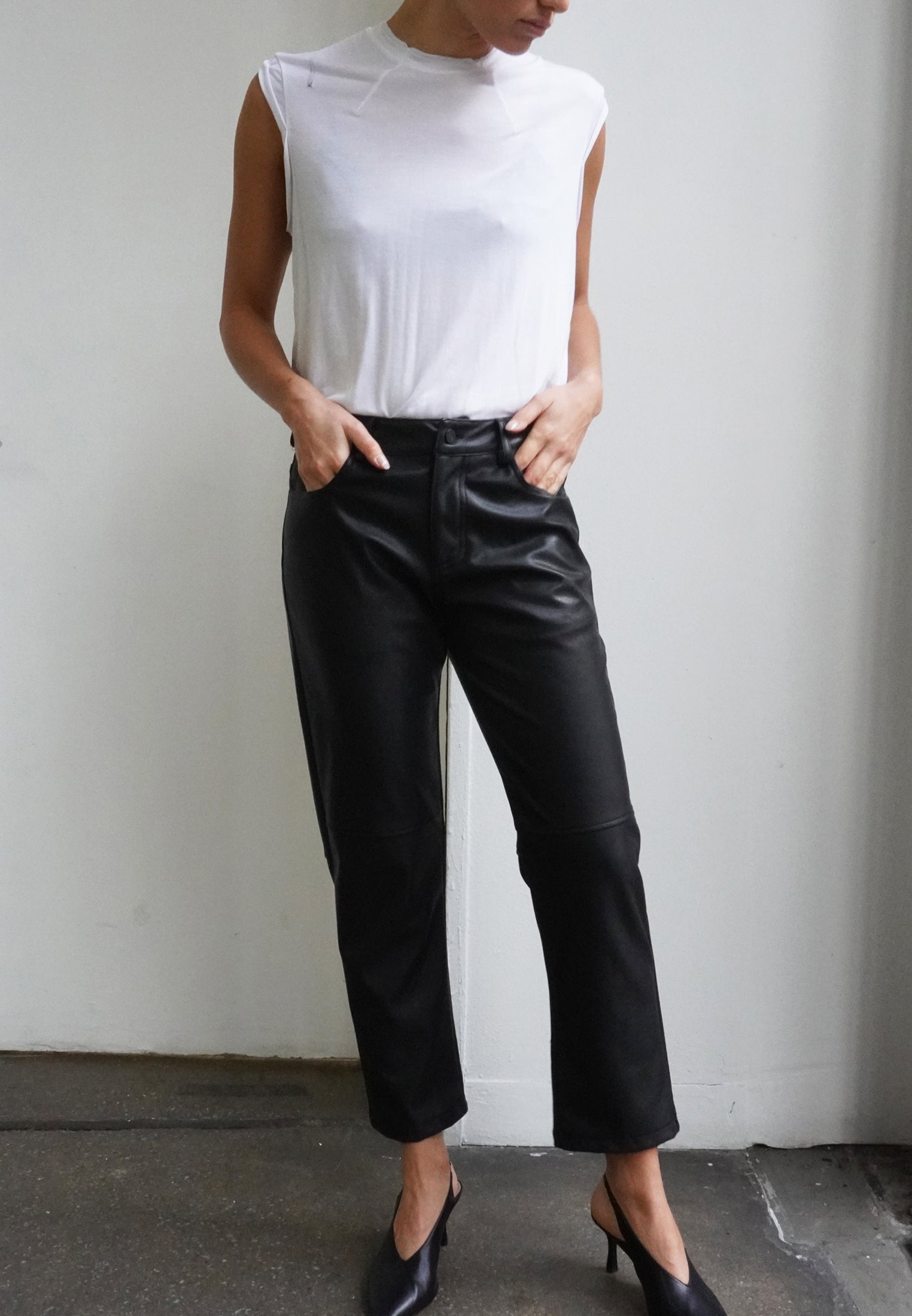 RELIGION Faux Leather Proteus Trousers Jet Black