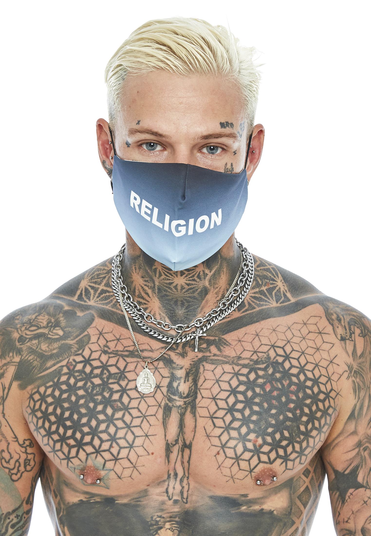 RELIGION Face Mask Gradient Baby Blue Print