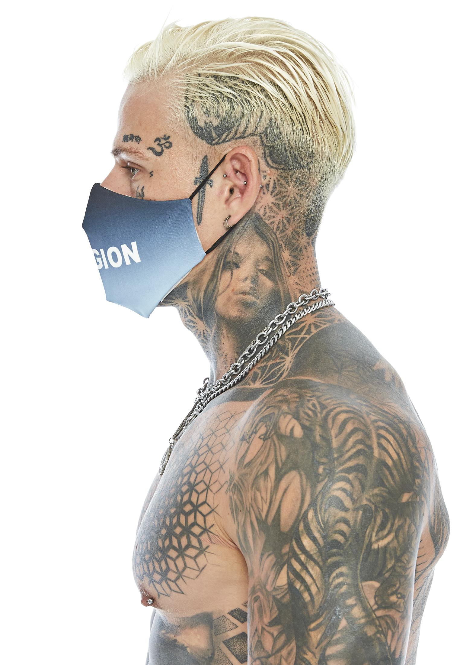 RELIGION Face Mask Gradient Baby Blue Print