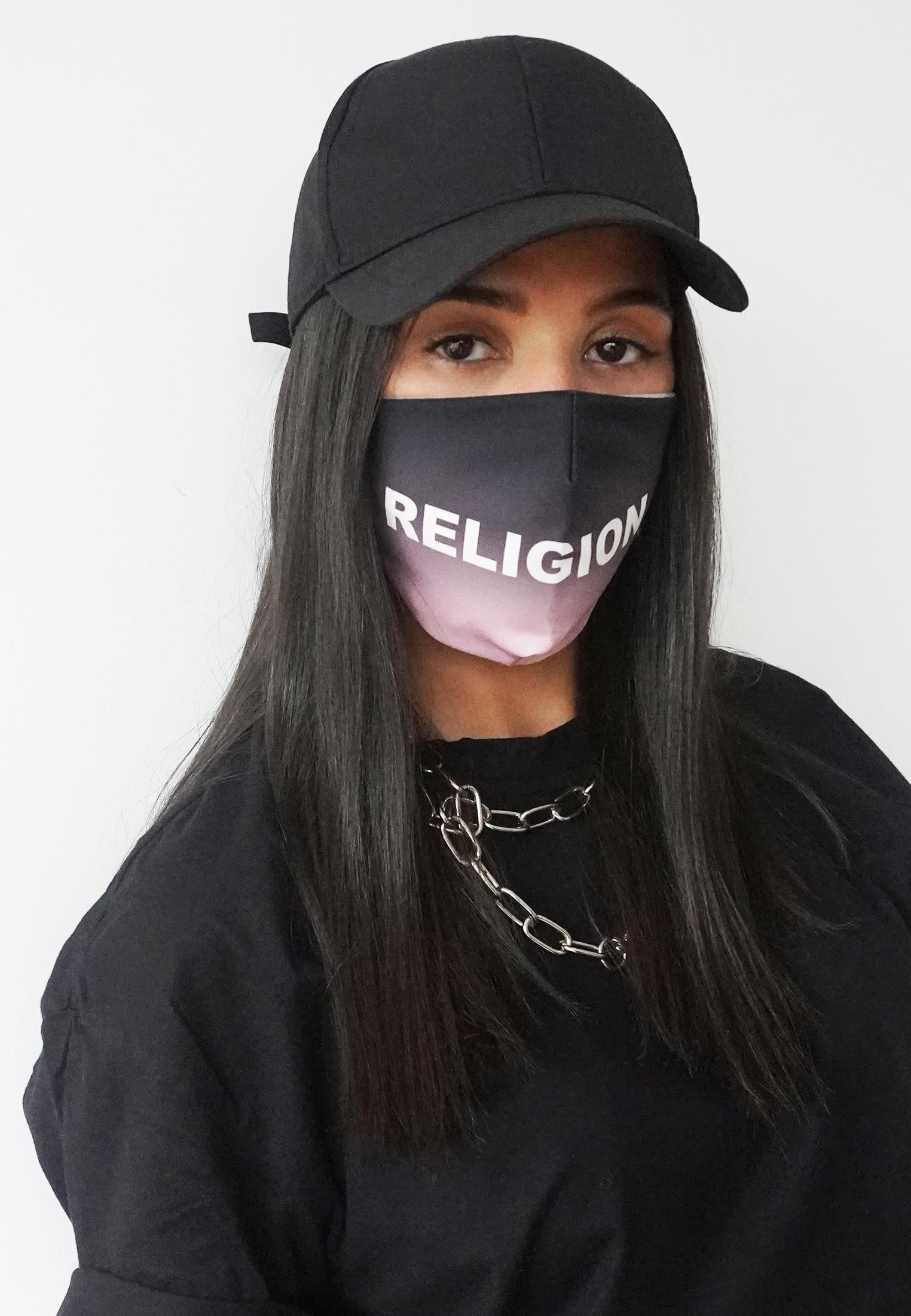 RELIGION Face Mask Gradient Pink Print