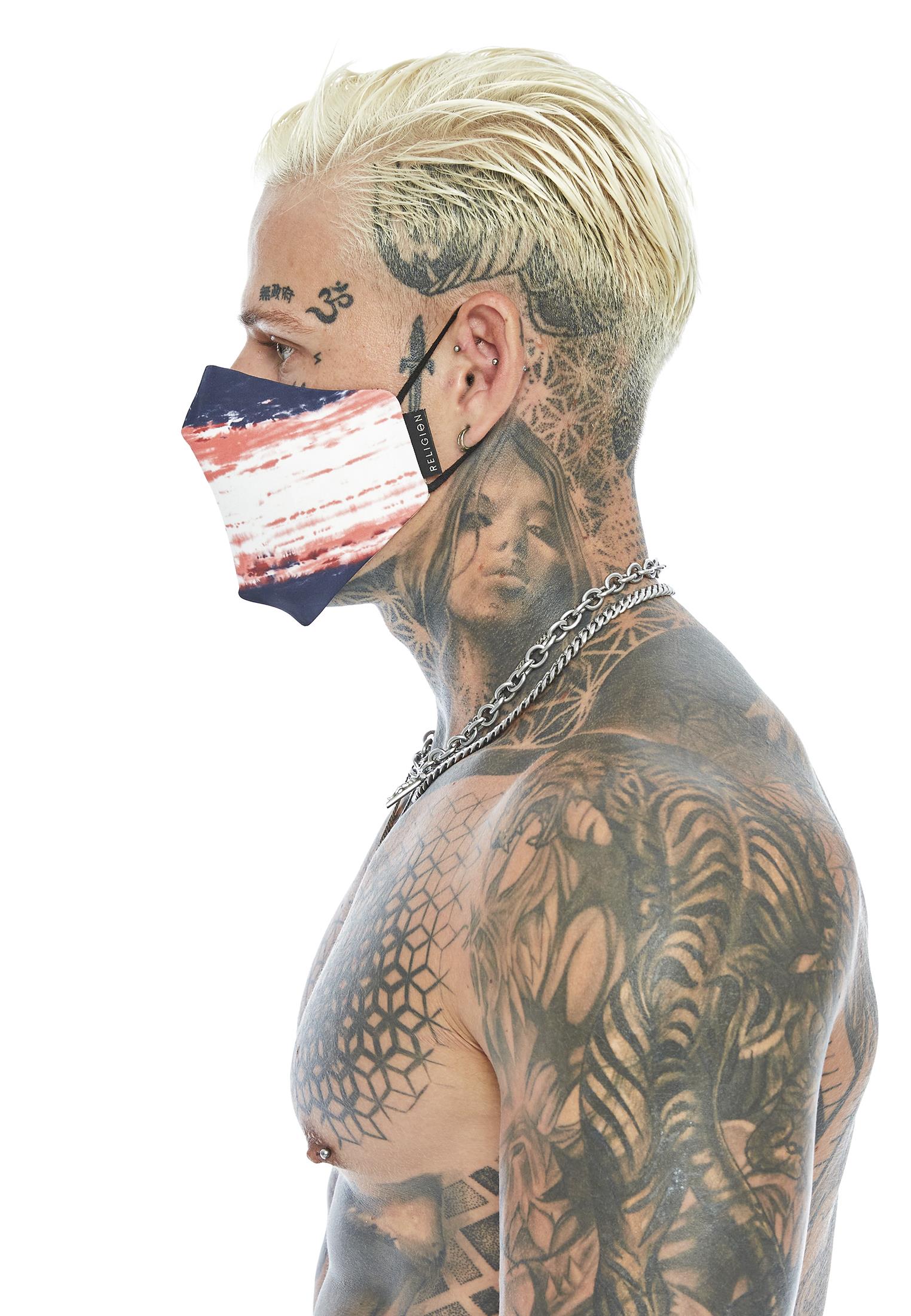 RELIGION Face Mask Red Tie-Dye