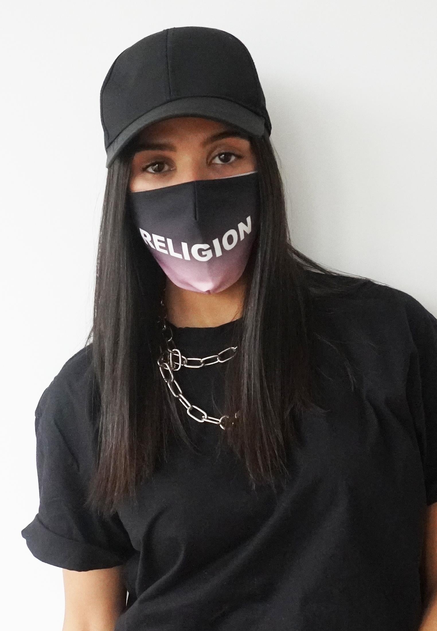 RELIGION Face Mask Gradient Pink Print