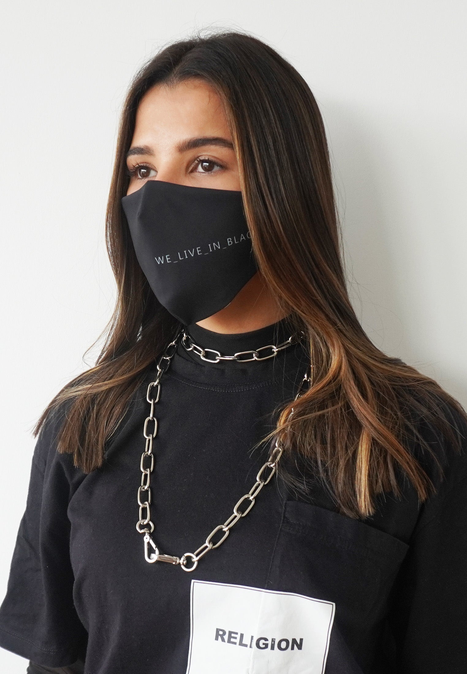 RELIGION Face Mask We Live In Black