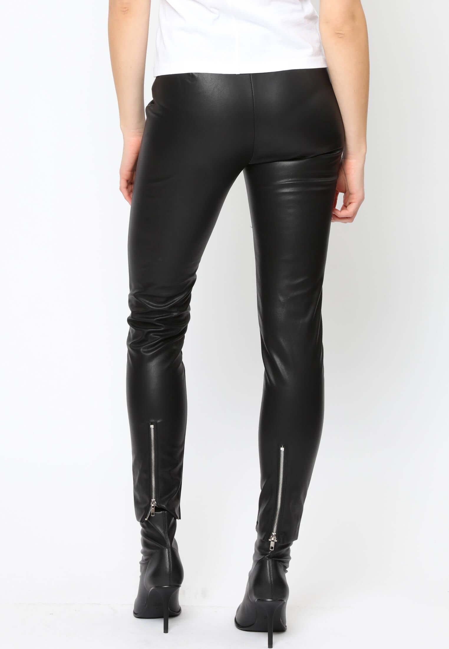 STEEL LEATHER LOOK LEGGINGS