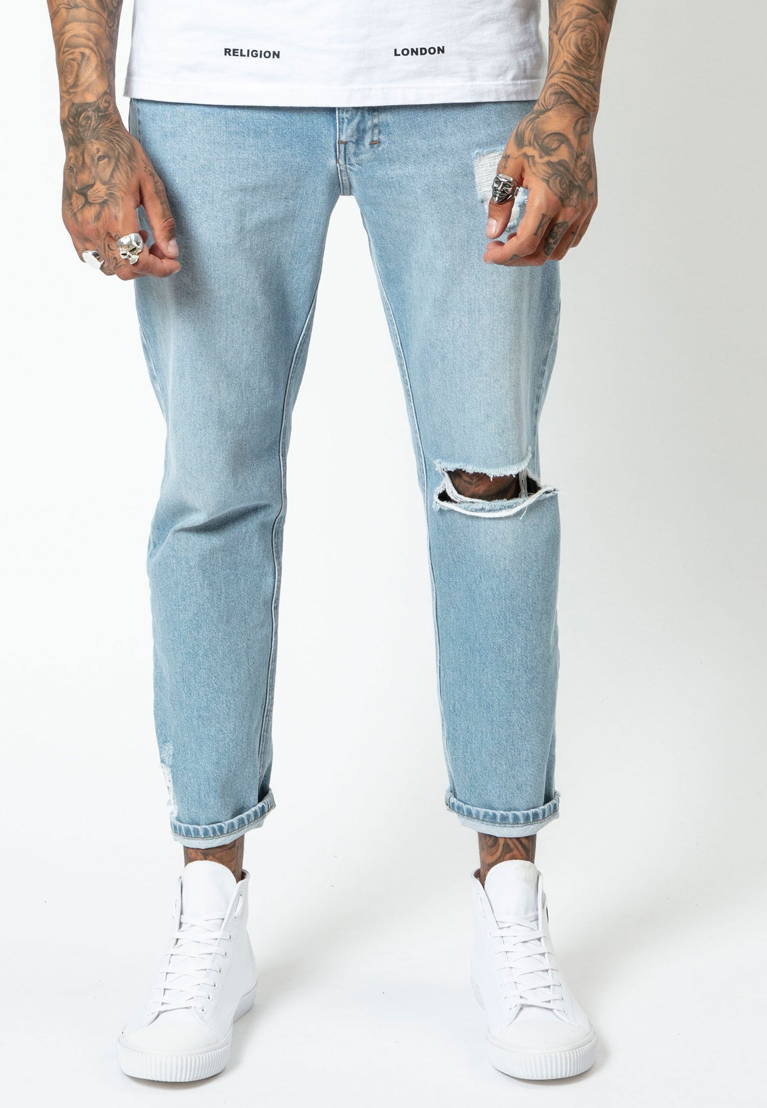 RELIGION Kick Straight Leg Cut Blue Jeans