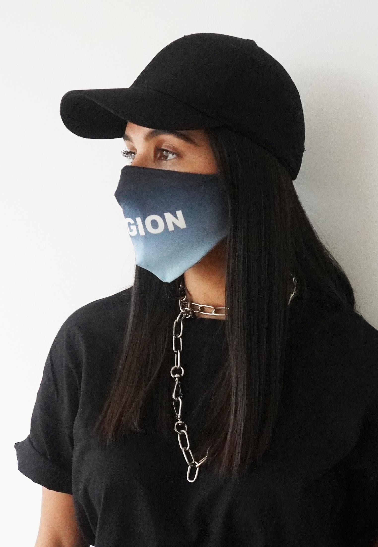 RELIGION Face Mask Gradient Baby Blue Print