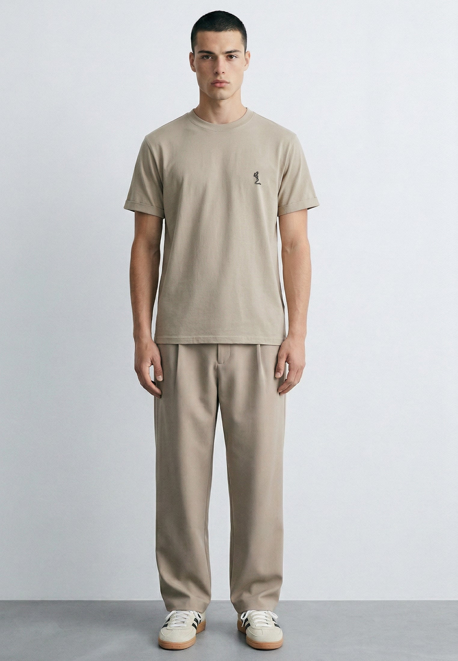 ESSENTIAL ROLLED CUFF T-SHIRT FAWN