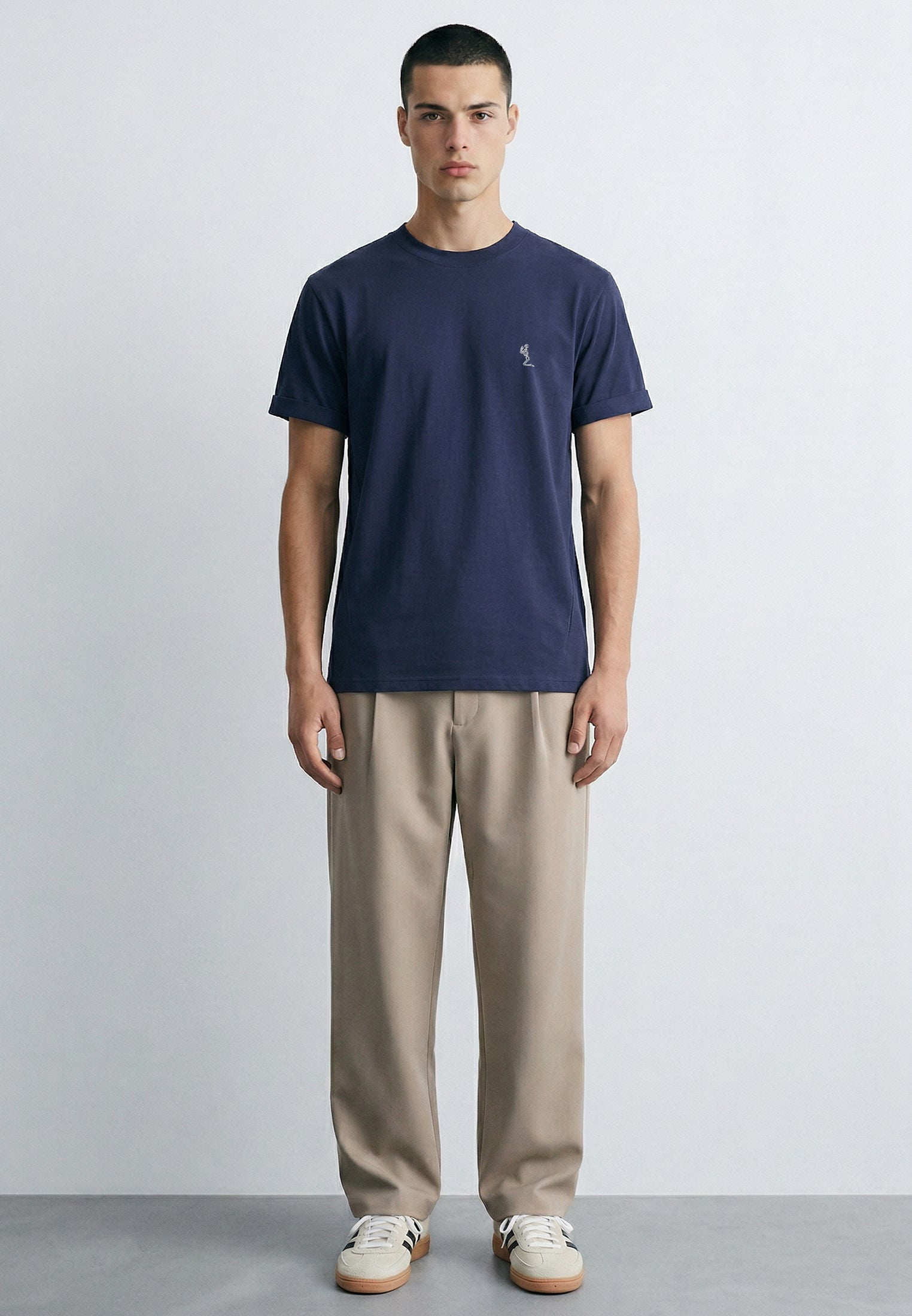 ESSENTIAL ROLLED CUFF T-SHIRT INDIGO
