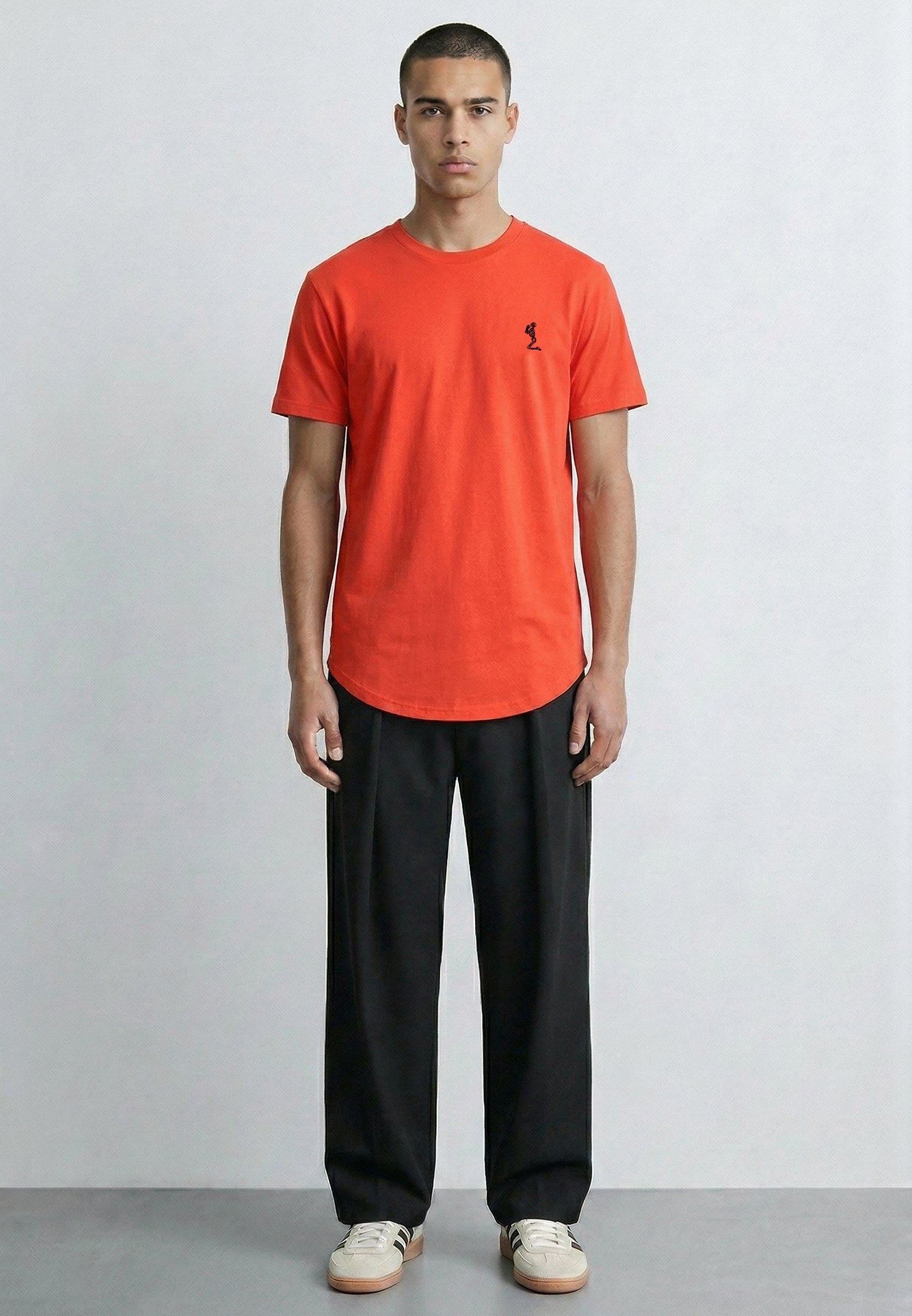 ESSENTIAL CURVED HEM ROYAL RED T-SHIRT