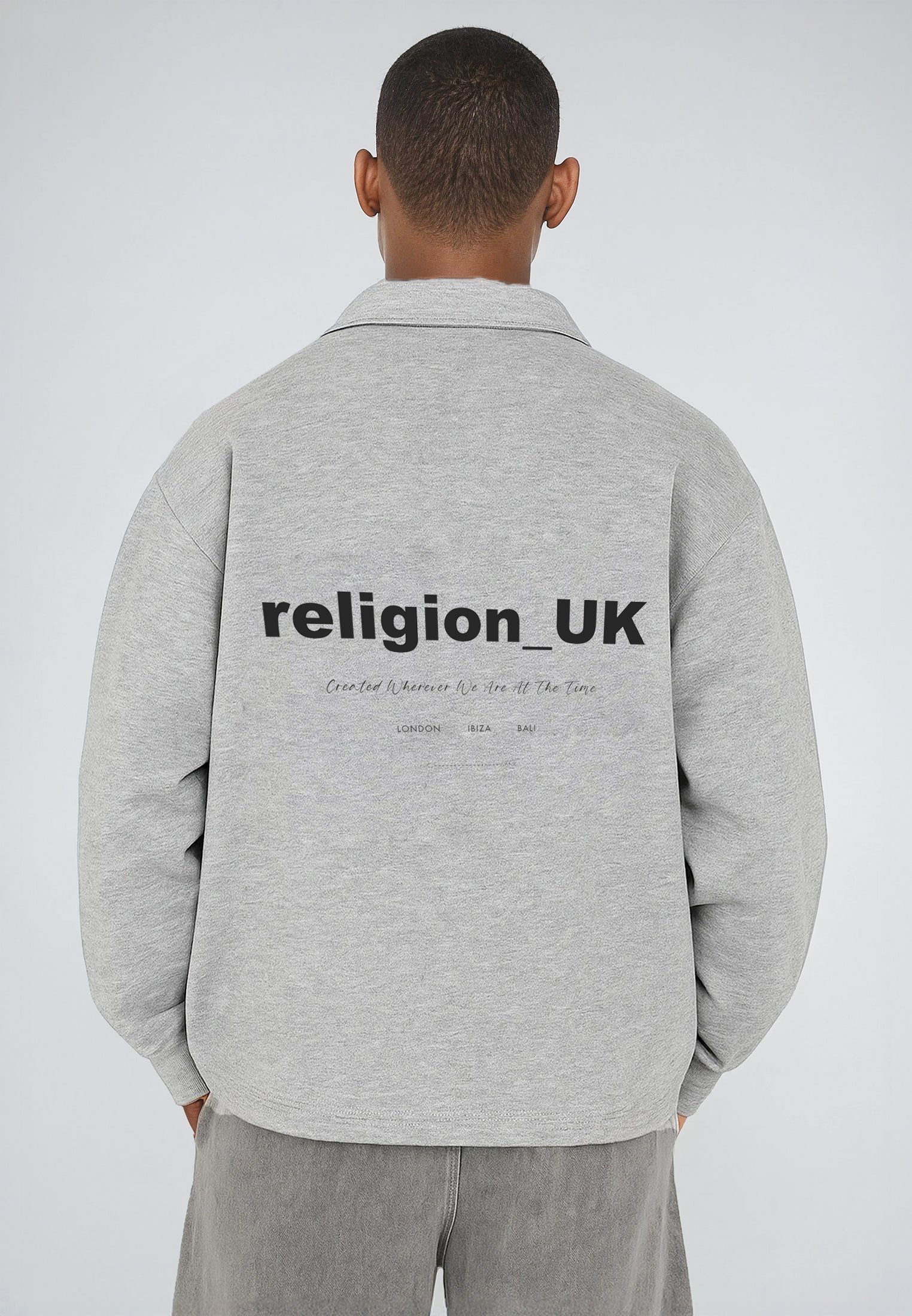 RELIGION UK CROPPED ZIP SWEATSHIRT GREY MARL