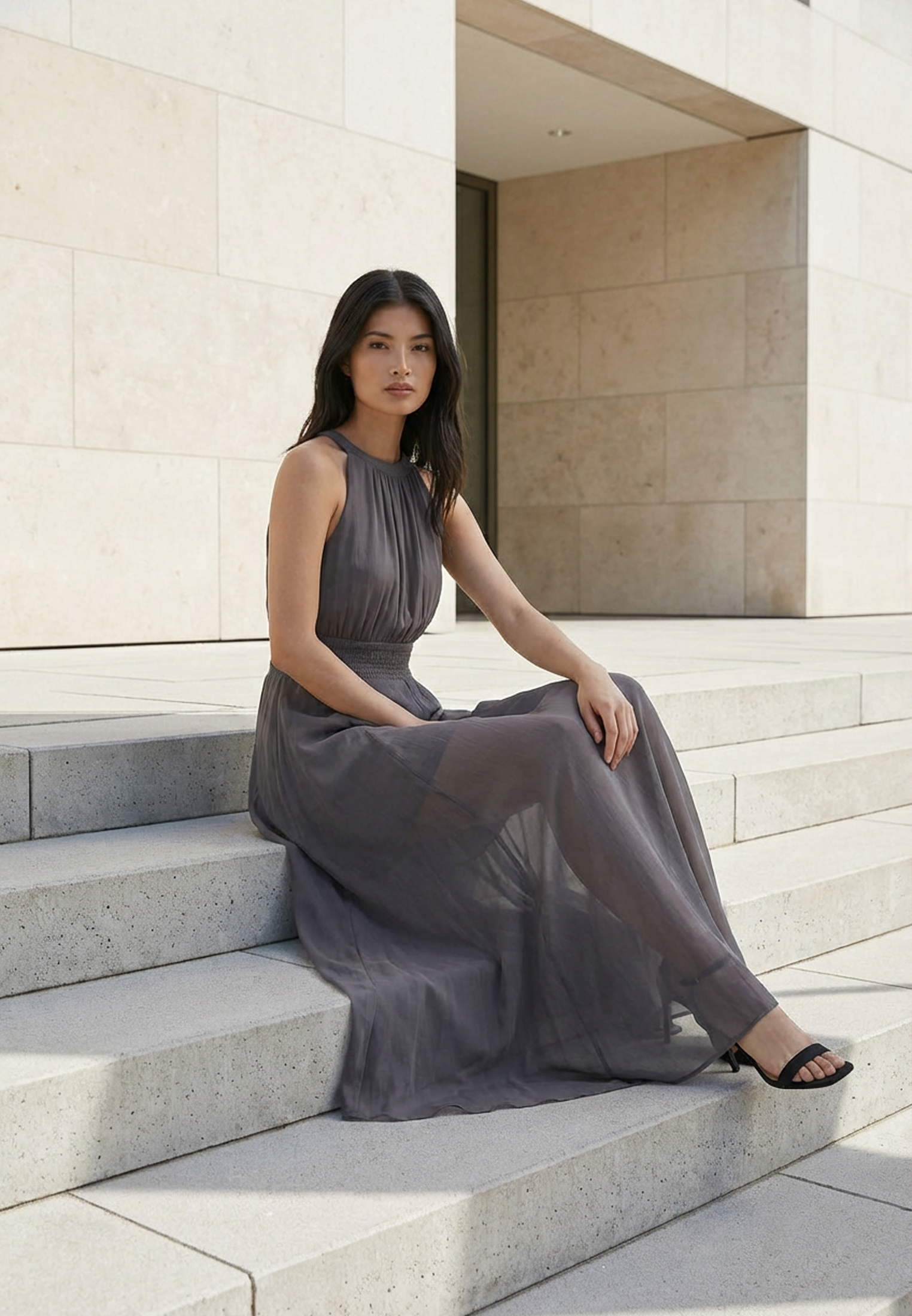 SIGN MAXI DRESS GUN METAL