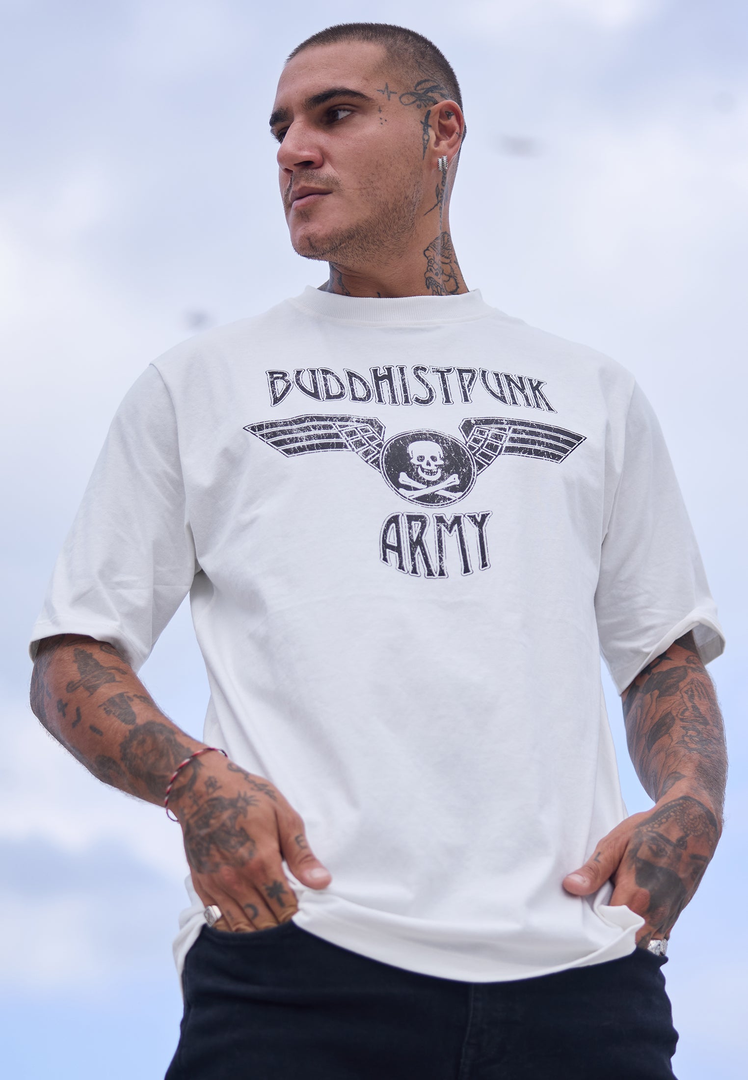 DISTRESSED EAGLE T-SHIRT OFF WHITE