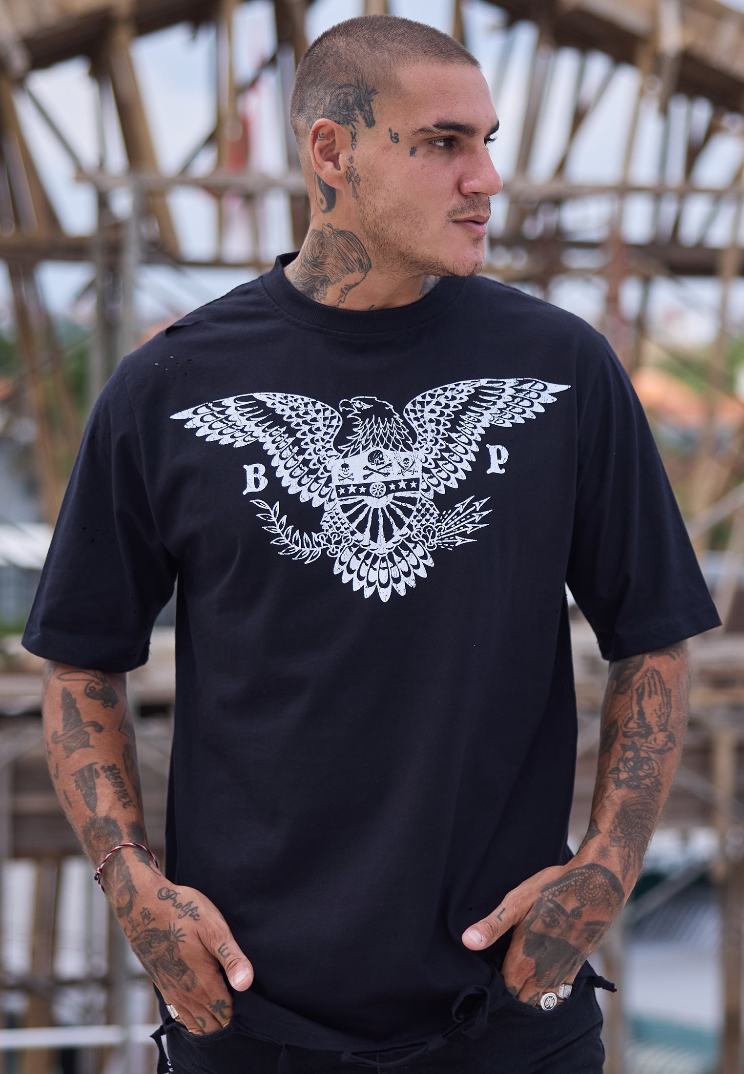 DISTRESSED EAGLE T-SHIRT BLACK