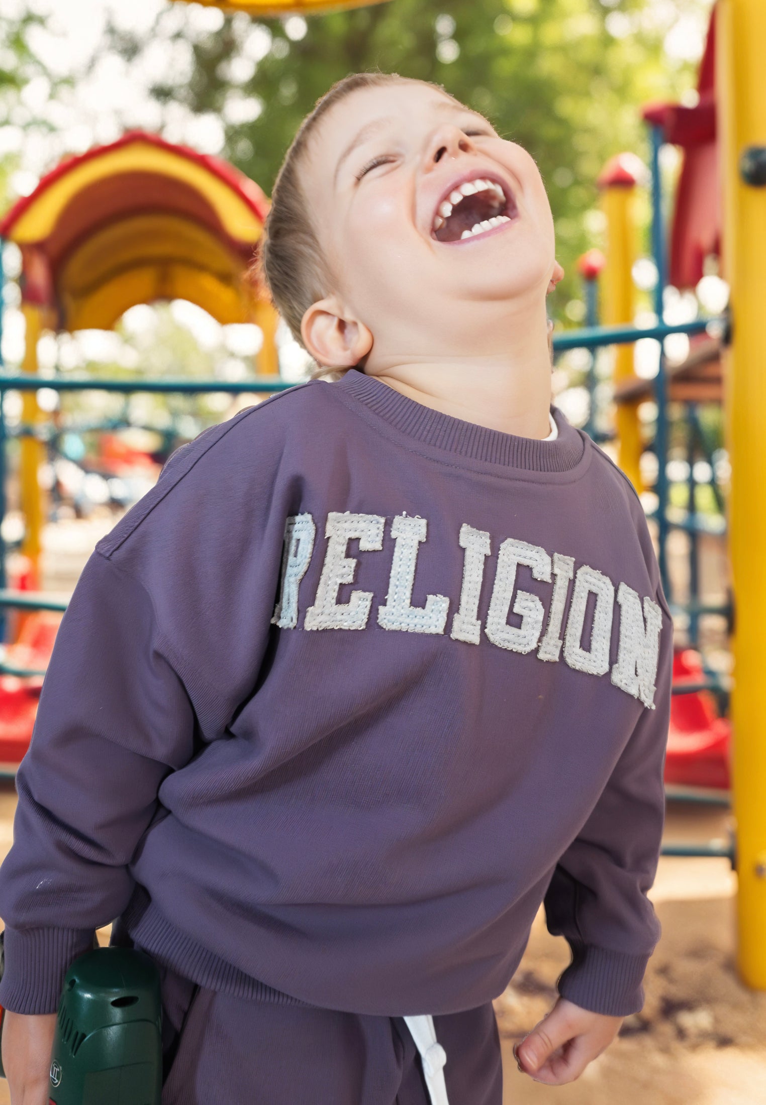 KIDS RELIGION APPLIQUÉ OVERSIZED SWEATSHIRT MAUVE