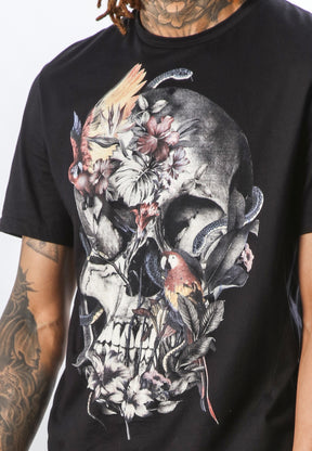 PARROT SKULL T-SHIRT BLACK