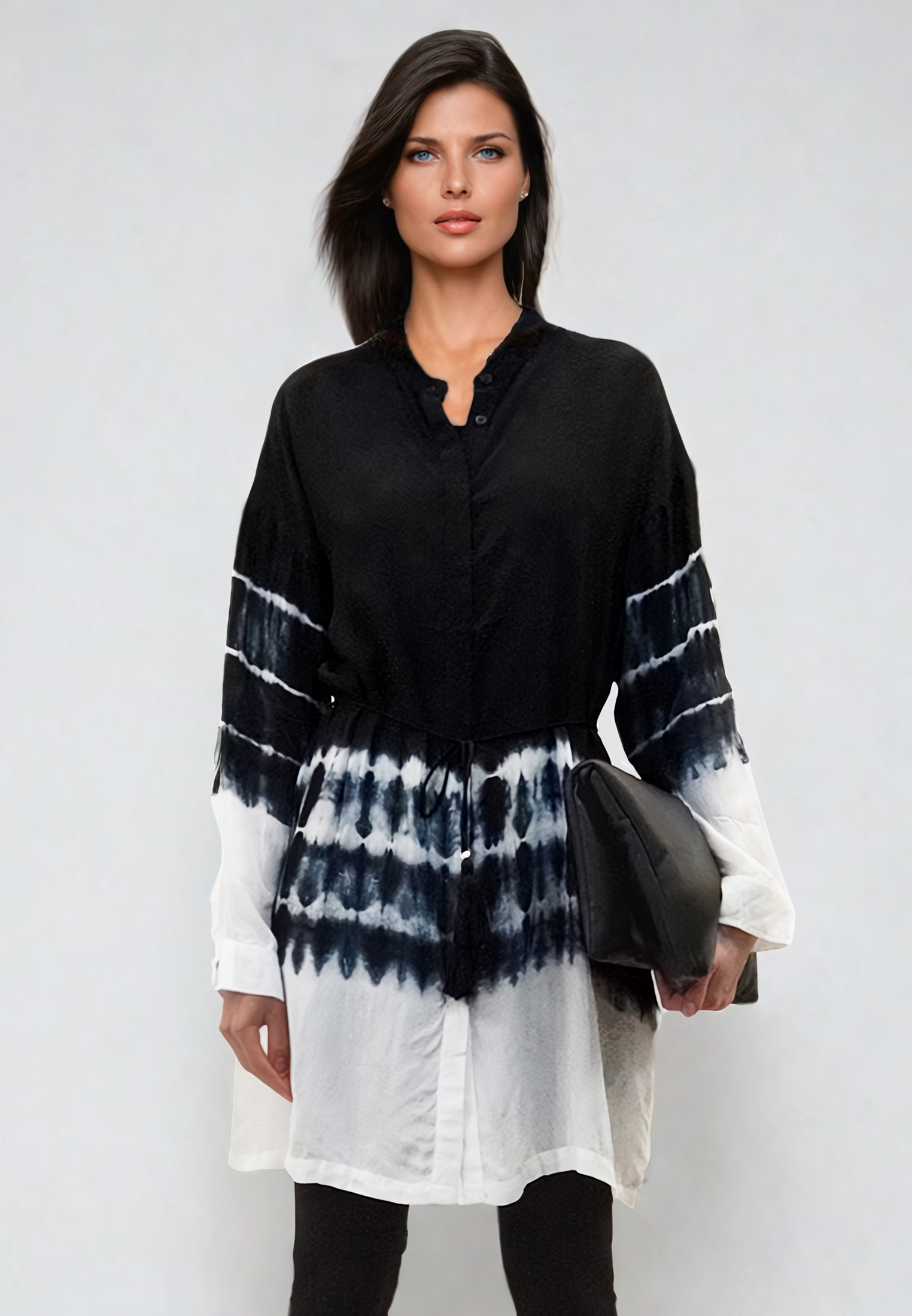 CLUSTER TUNIC TIE DYE BLACK & WHITE