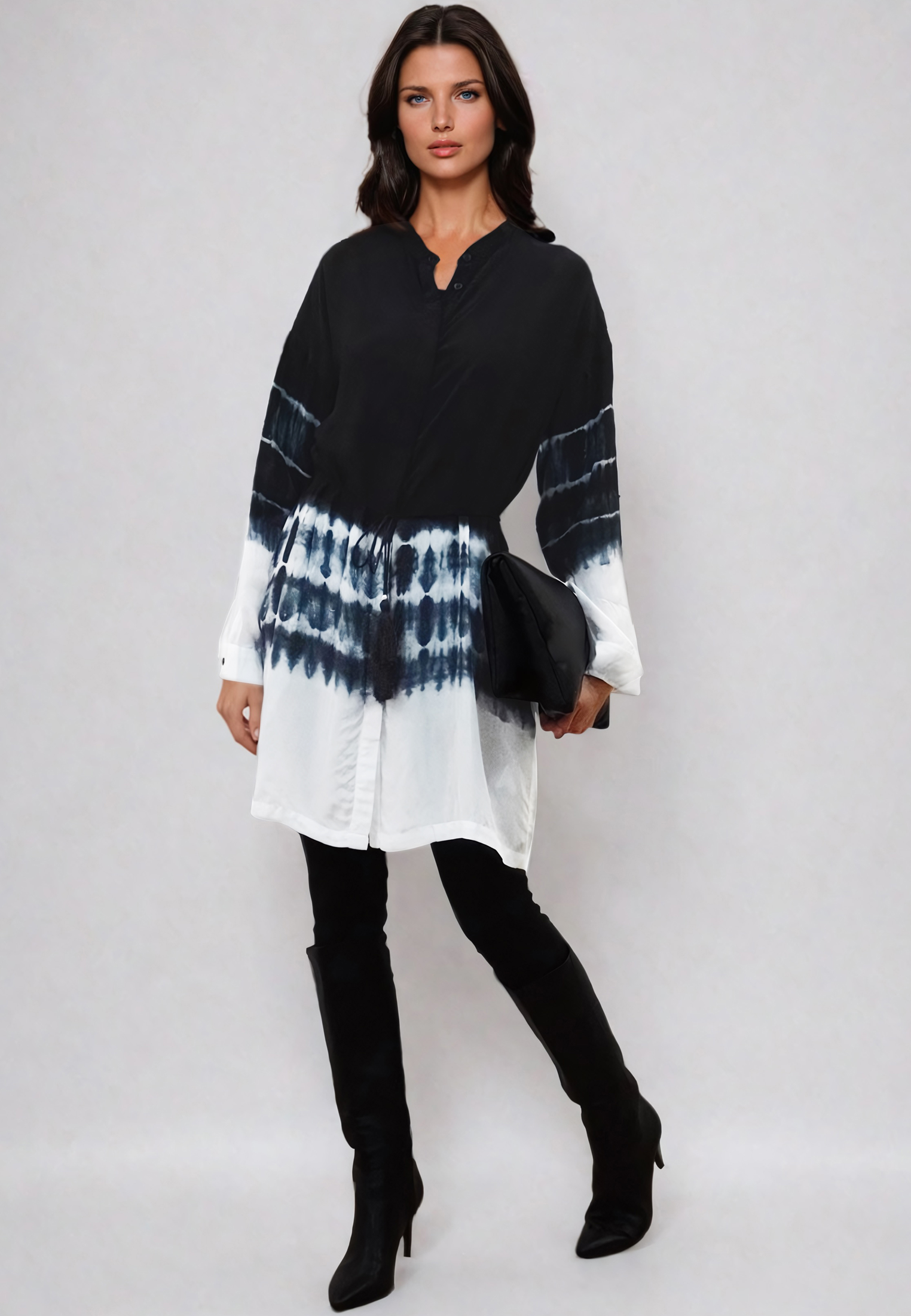 CLUSTER TUNIC TIE DYE BLACK & WHITE