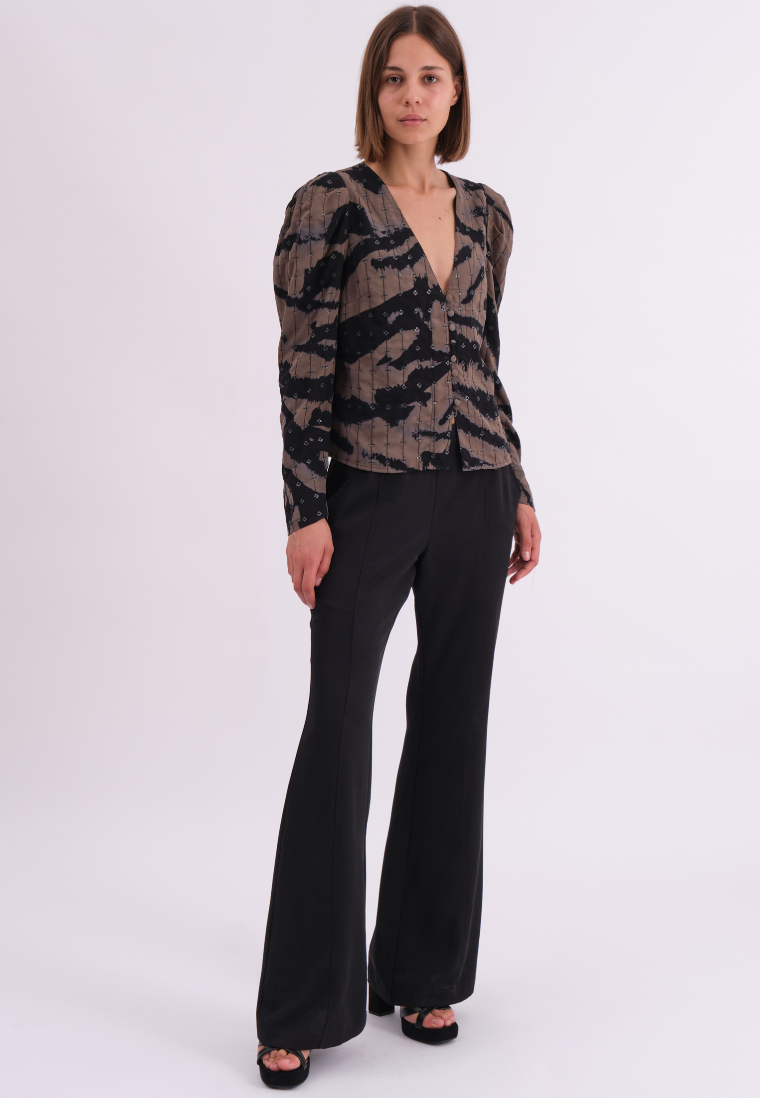 SHINE TOP ZEBRA TAUPE