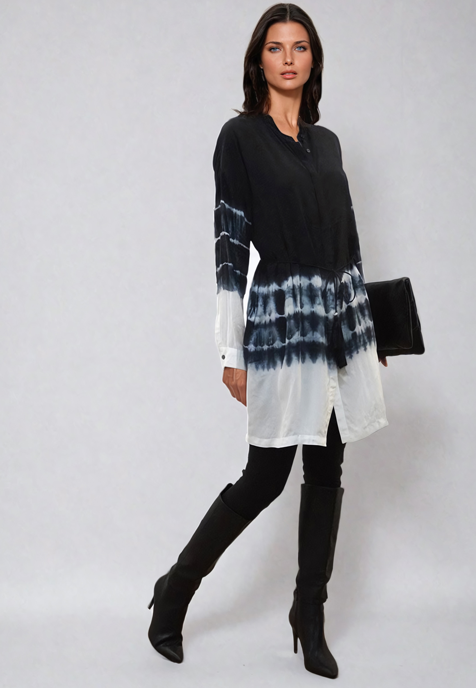 CLUSTER TUNIC TIE DYE BLACK & WHITE