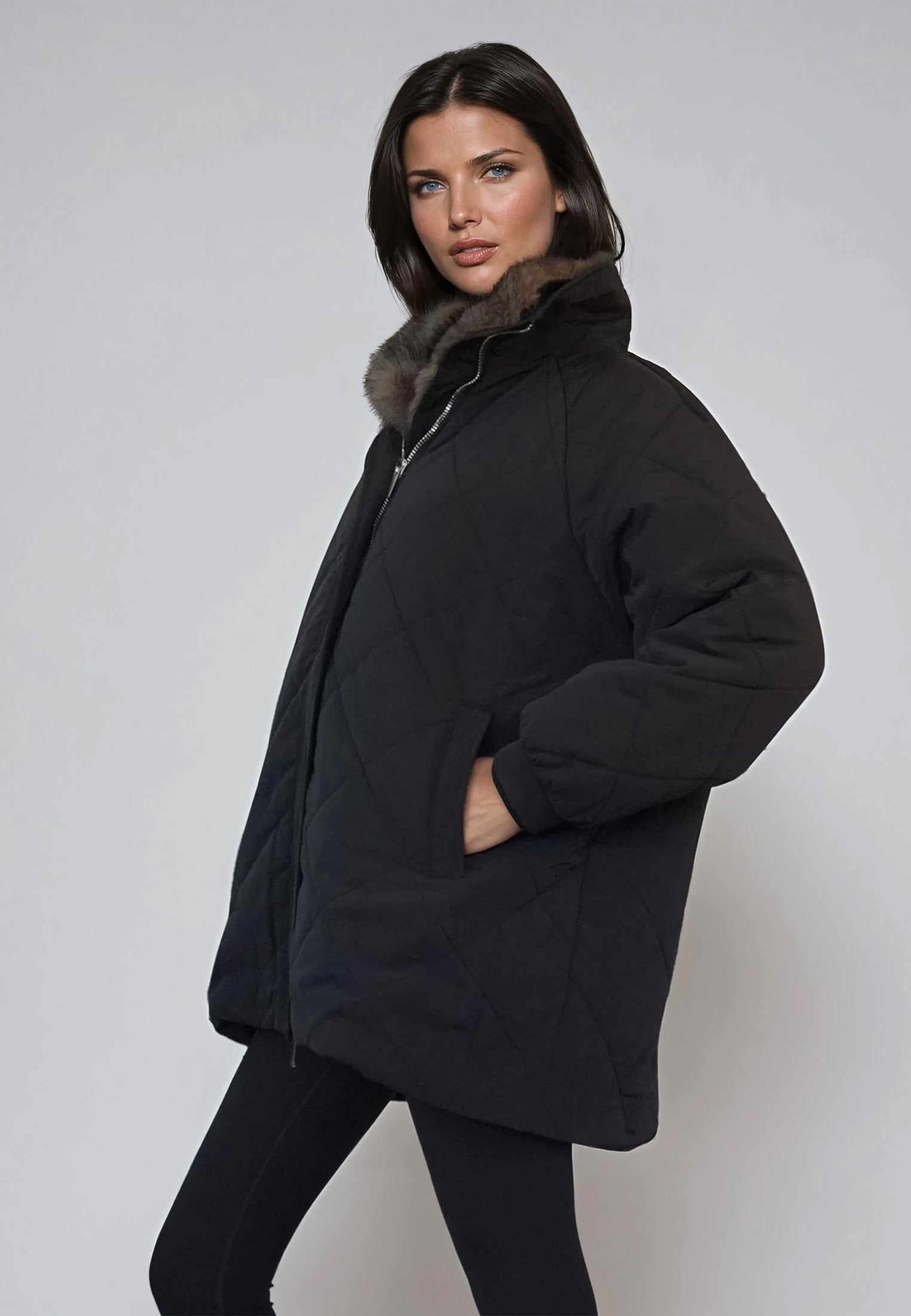 LORNA COAT BLACK & BROWN